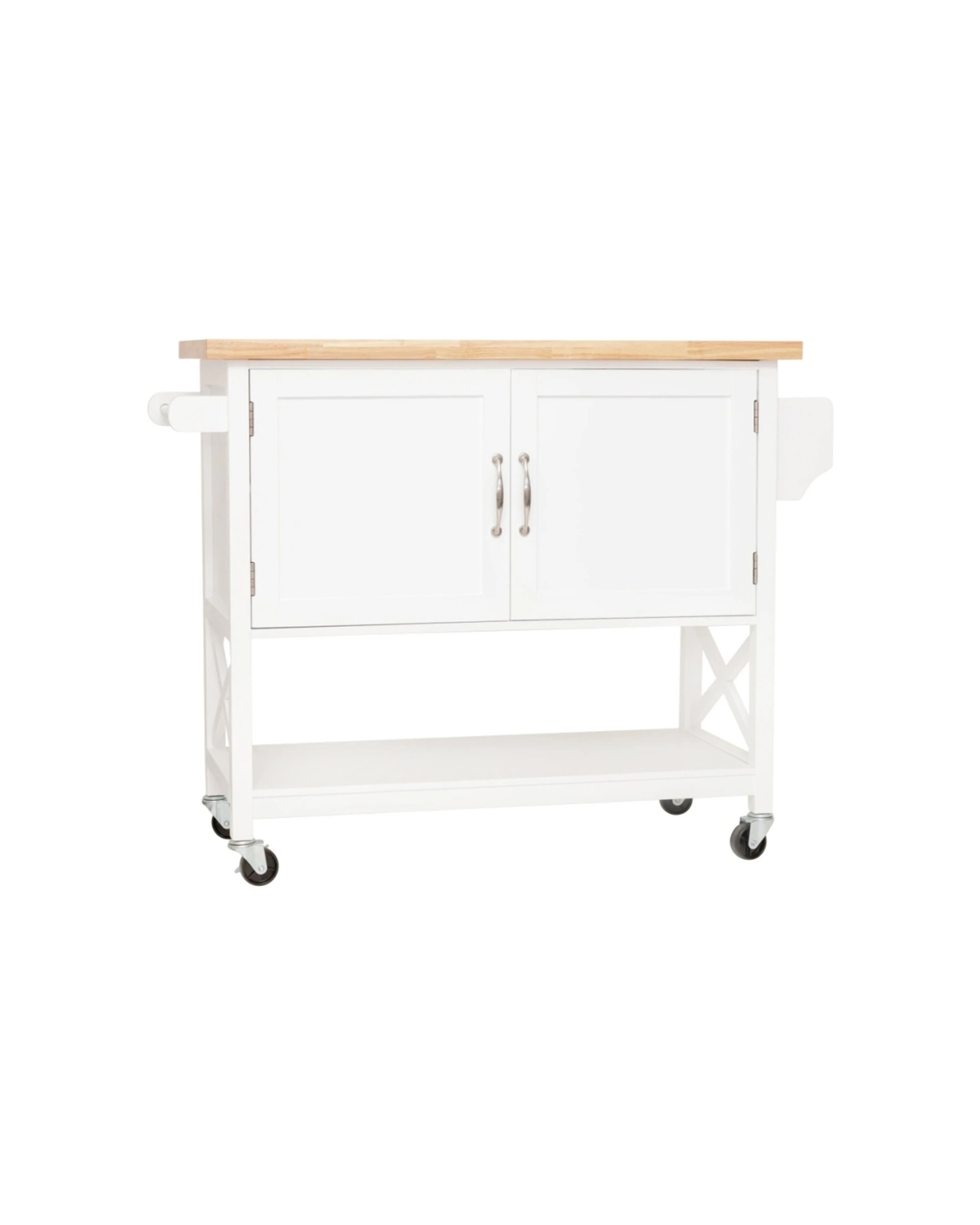 3 Alpine Bay Hamptons Kitchen Island 2 Door Solid Wood Top 116cm Wide - White, 3 of 8