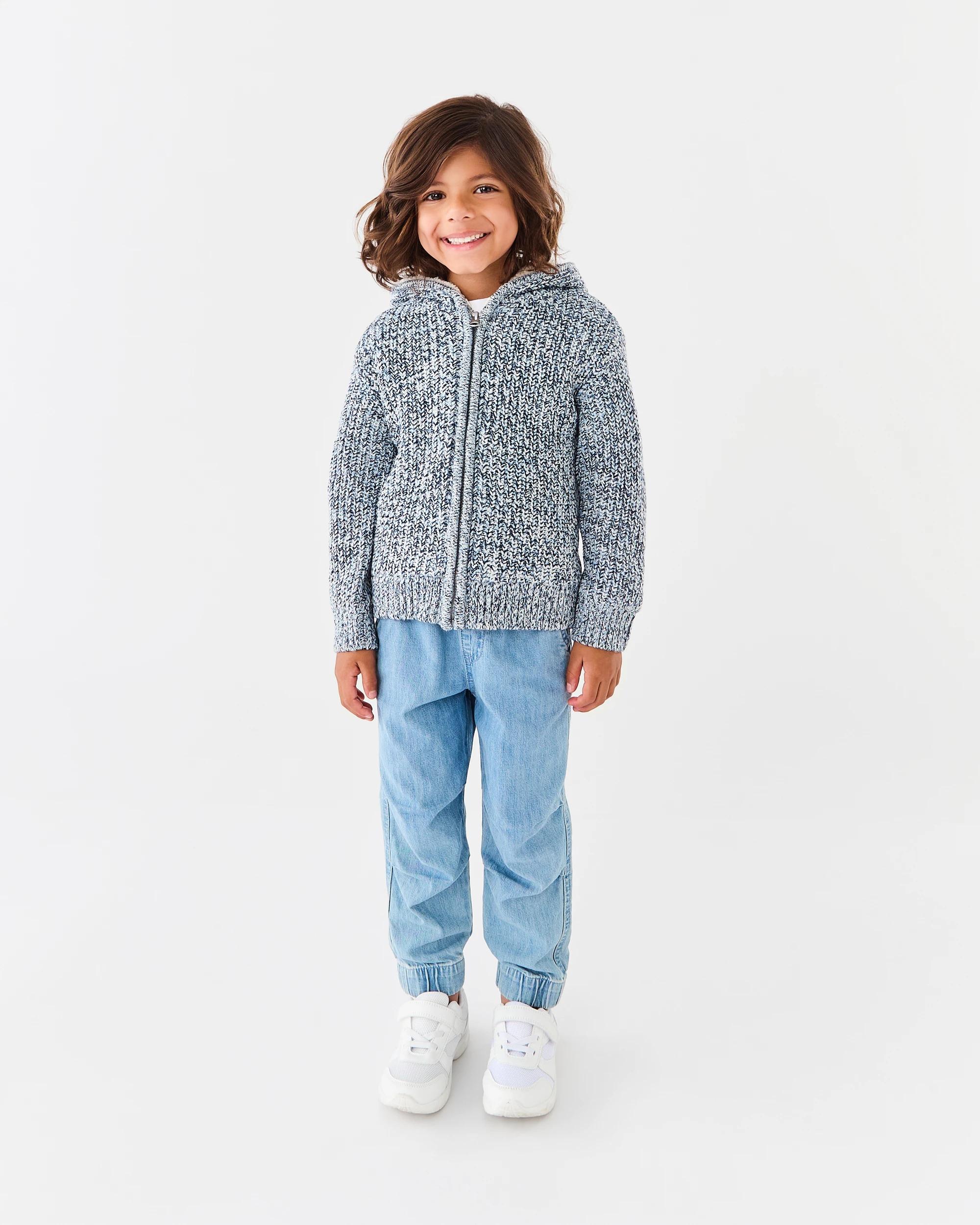 7 Sherpa Knit Hoodie Blu Mrl, 7 of 8