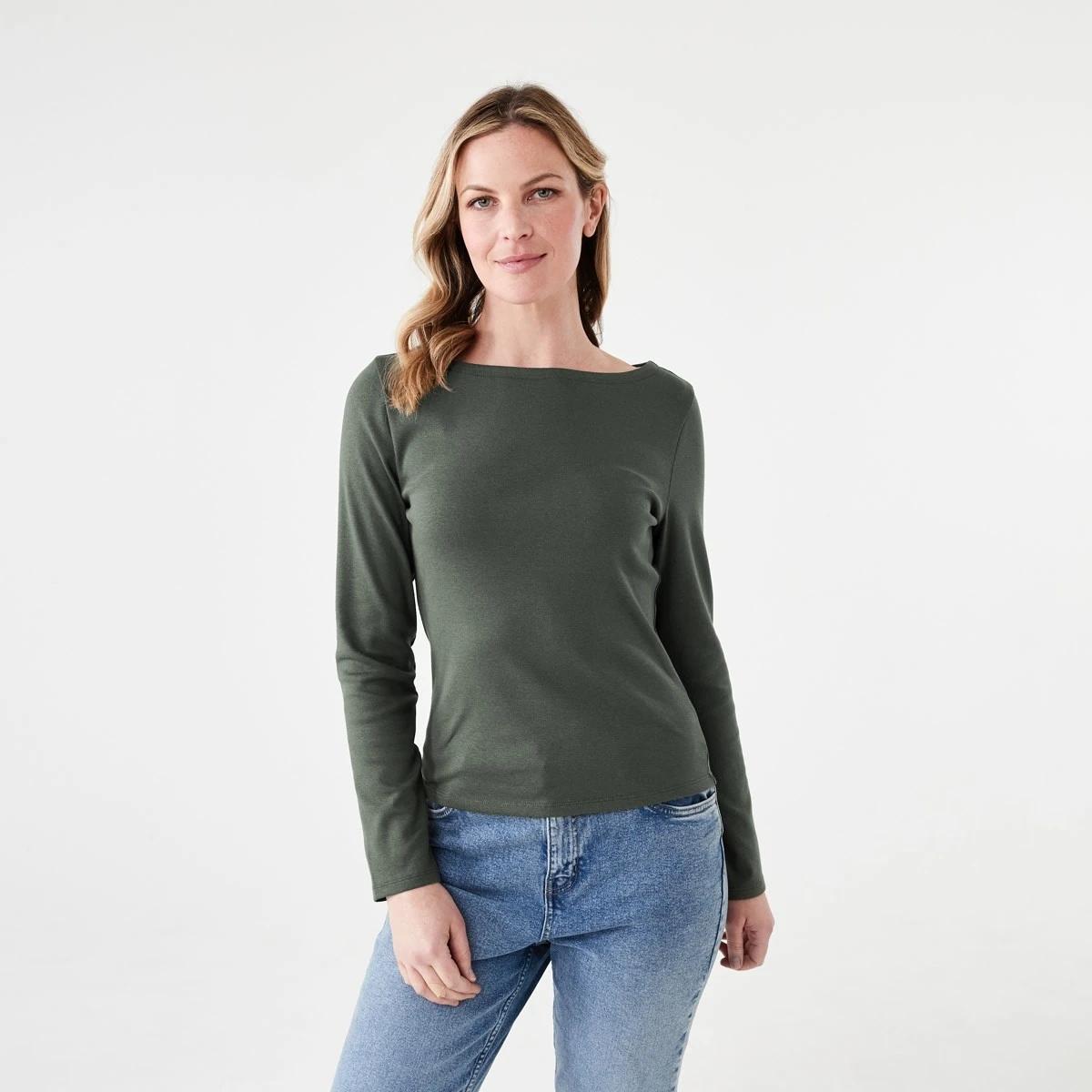 1 Long Sleeve Modal Boat Neck Top DARK CARGO, 1 of 5