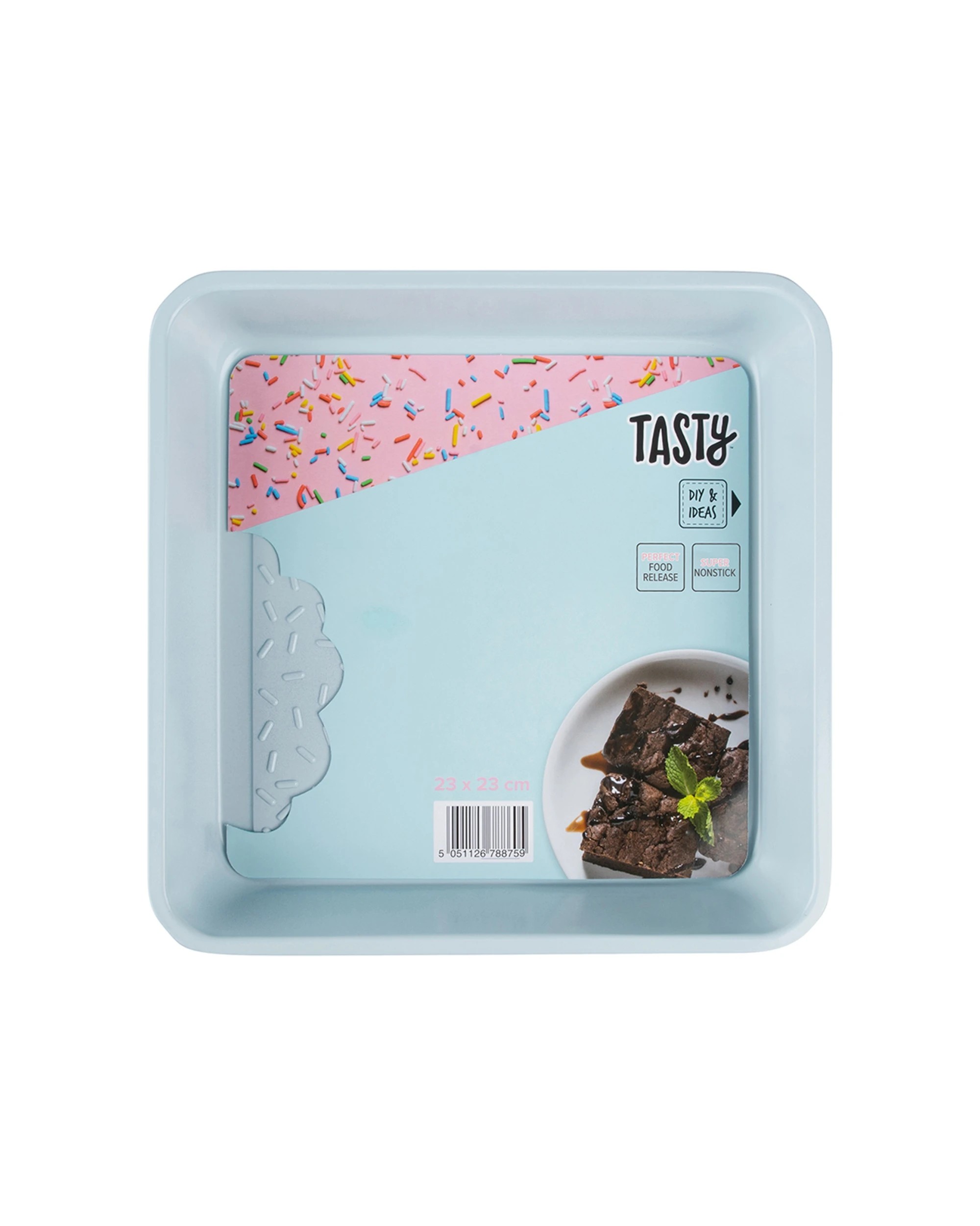 1 Tasty Non-Stick Brownie Pan Square 23cm Light - Blue, 1 of 1