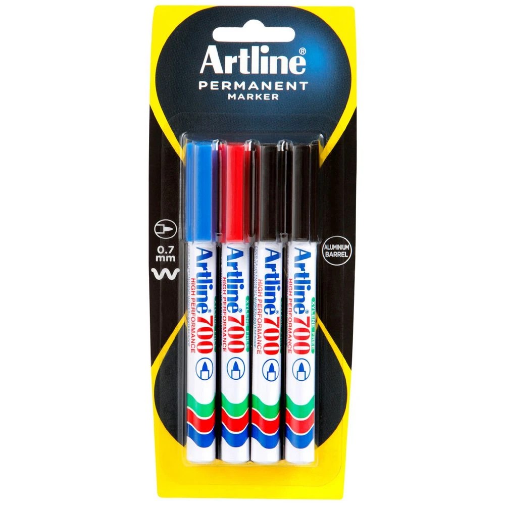 1 Artline 700 Permanent Marker Assorted 4 Pack, 1 of 2