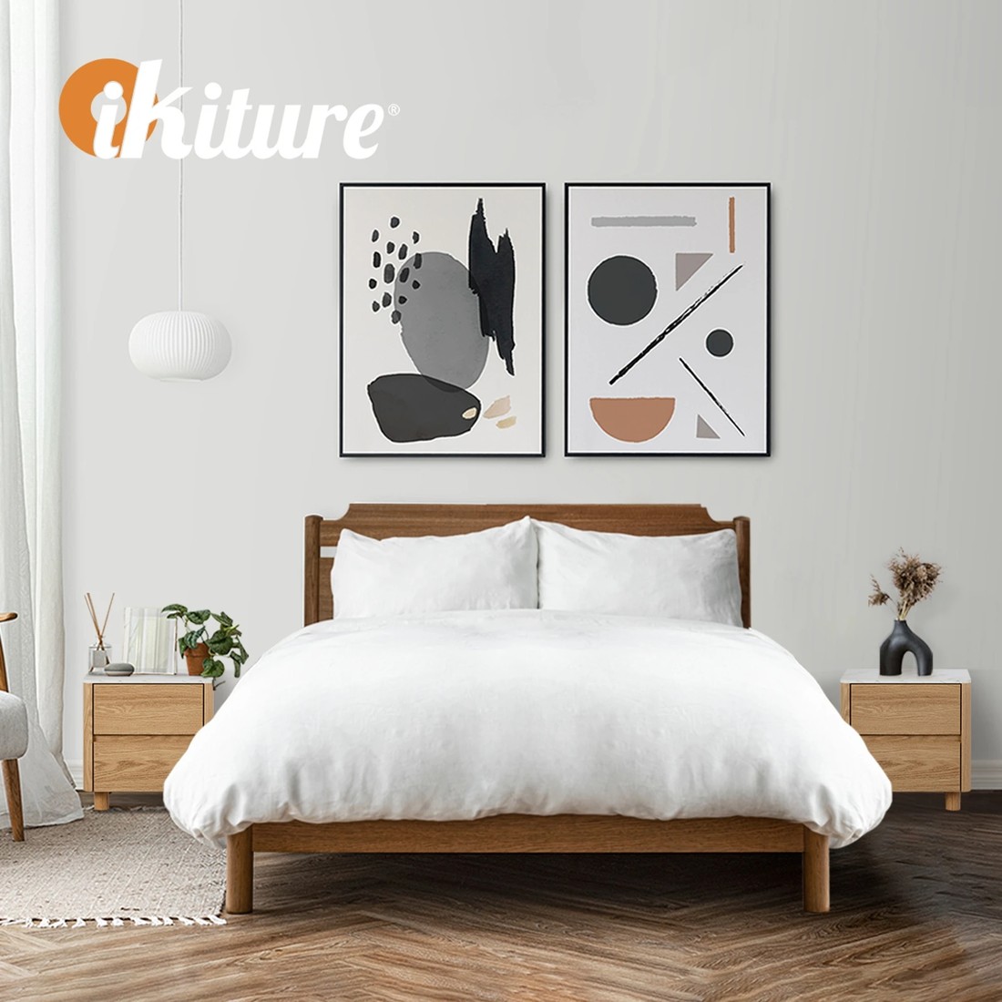 5 Oikiture Bedside Table 2 Drawers Nightstand Faux Marble Top
 - Natural, 5 of 10