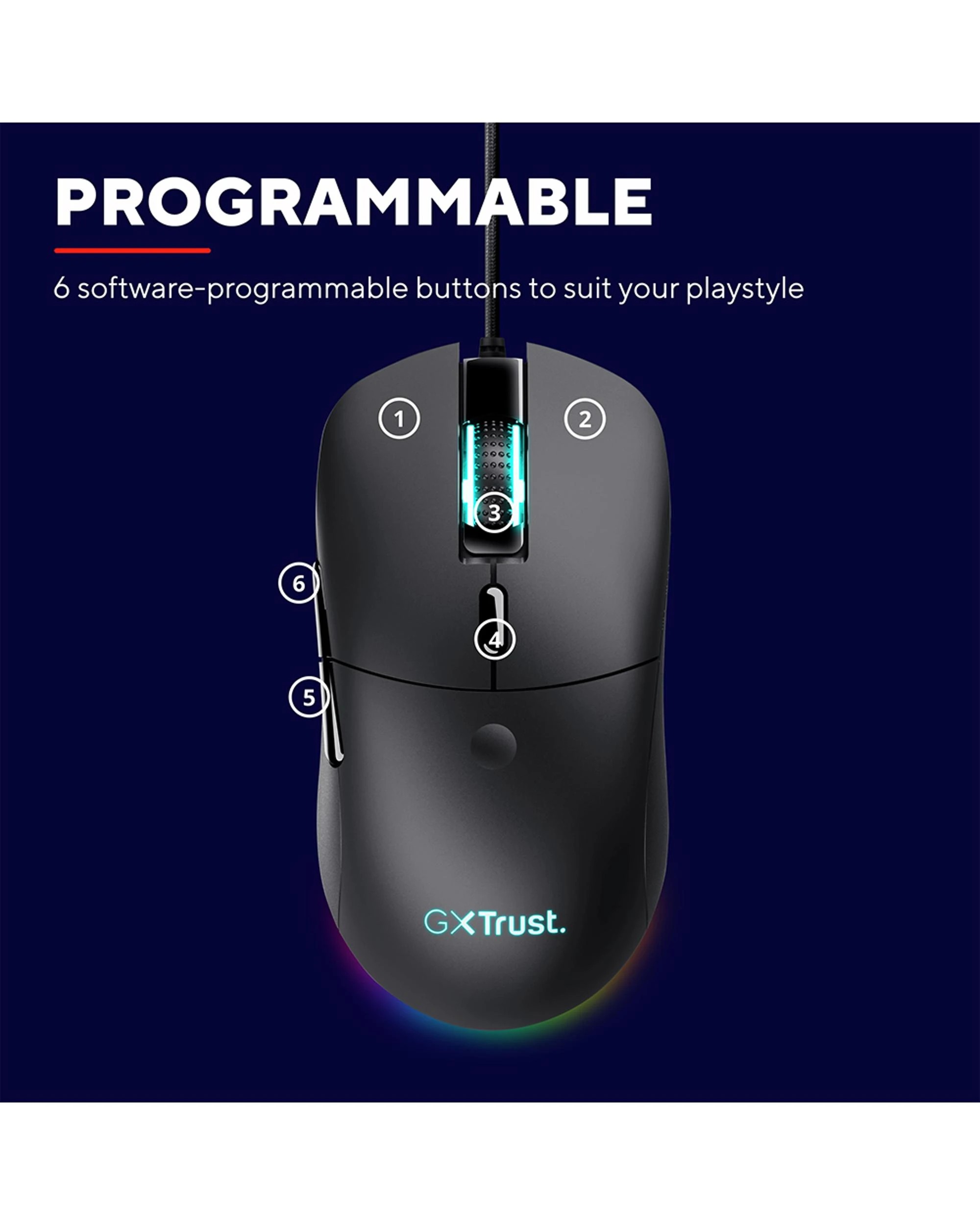 9 Trust GXT981 Lightweight Wired RGB Gaming Mouse - Black, 9 of 10