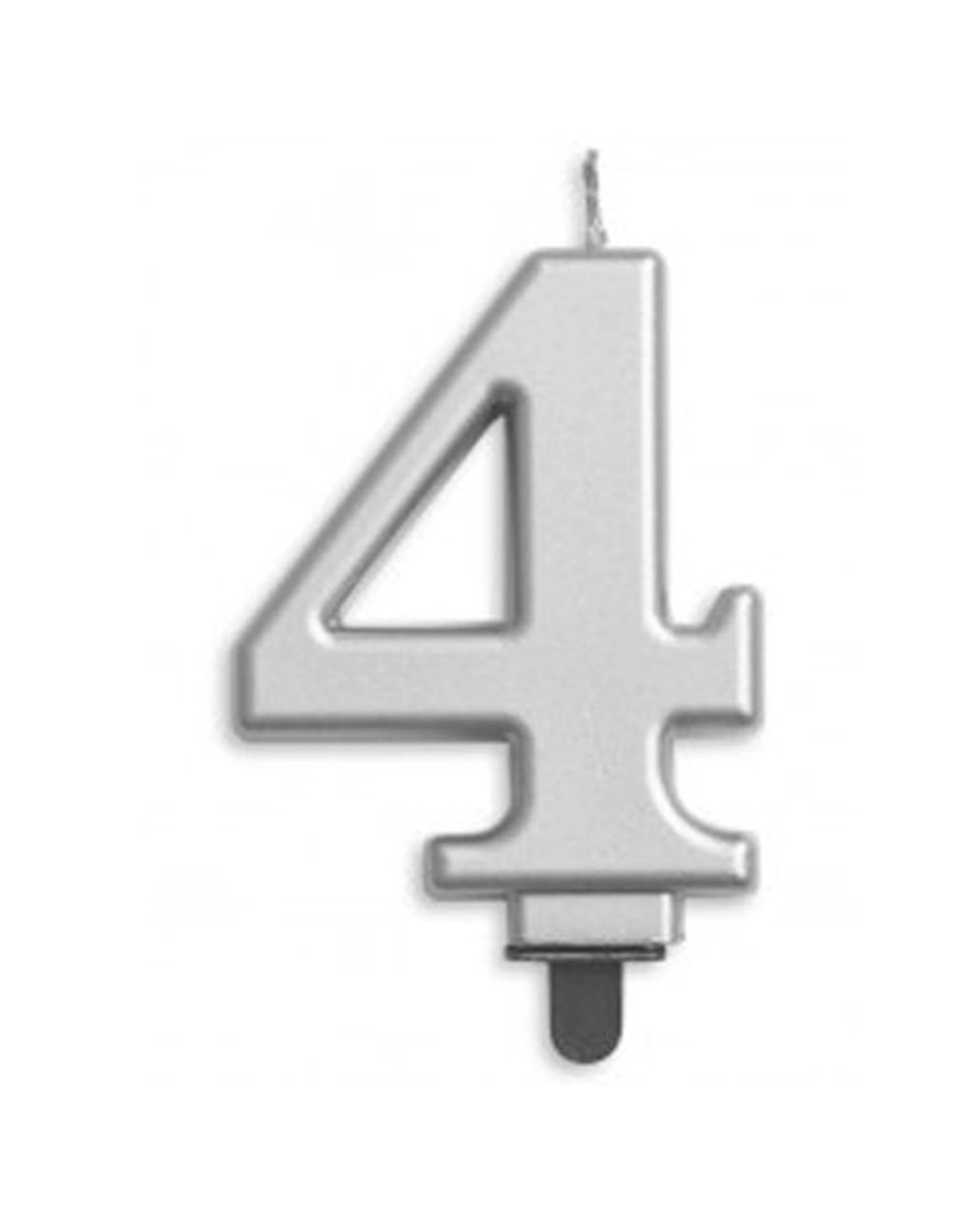 1 Alpen Candle Numeral Jumbo Number 4 Party Decoration - Silver, 1 of 1
