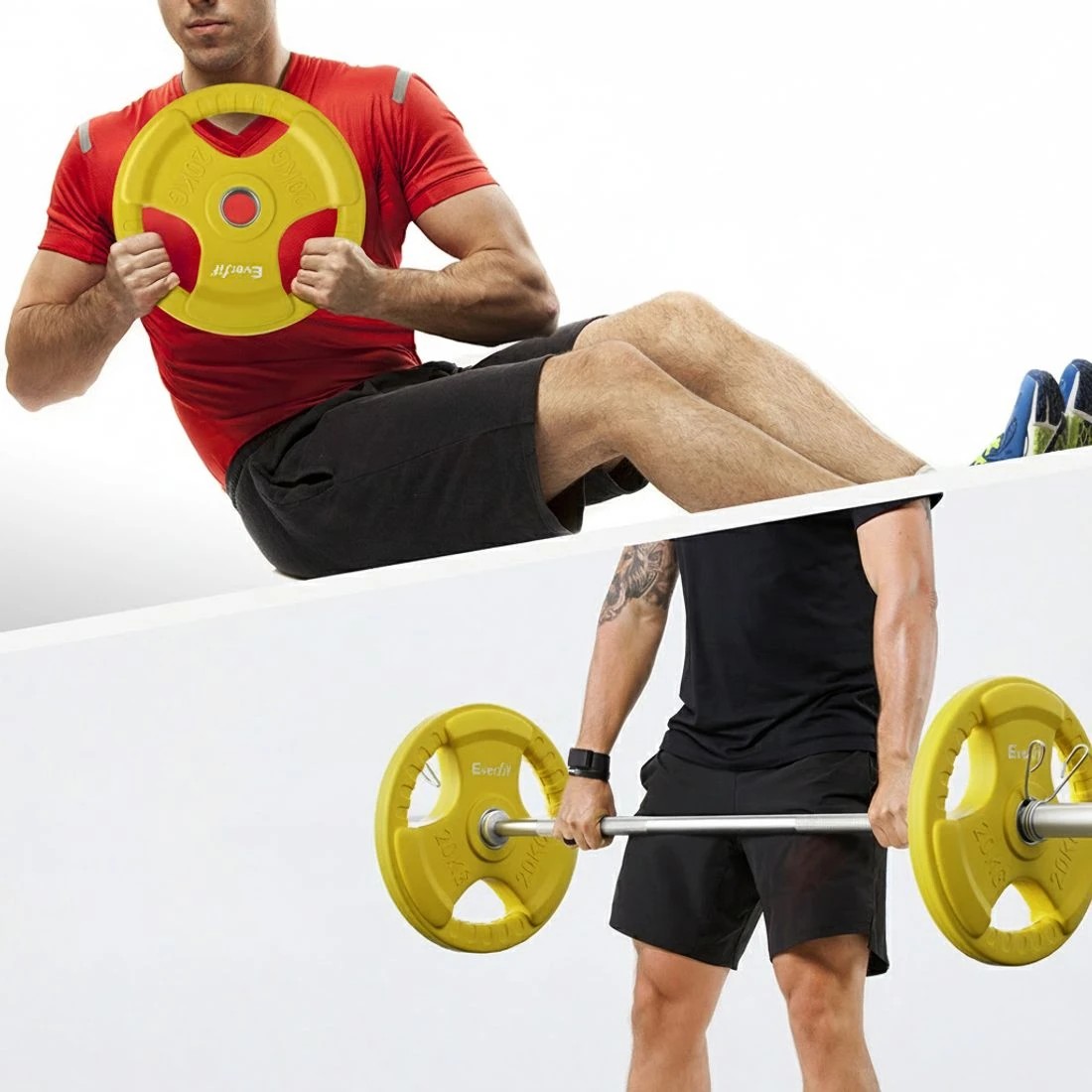 5 Everfit Weight Plates Olympic 20kg Dumbbell Barbell Plate Weight Lifting Home Gym - Yellow, 5 of 6