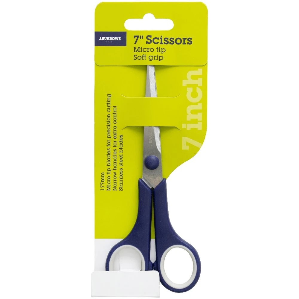 2 J.Burrows Micro Tip Soft Grip Scissors 7"/177mm, 2 of 3