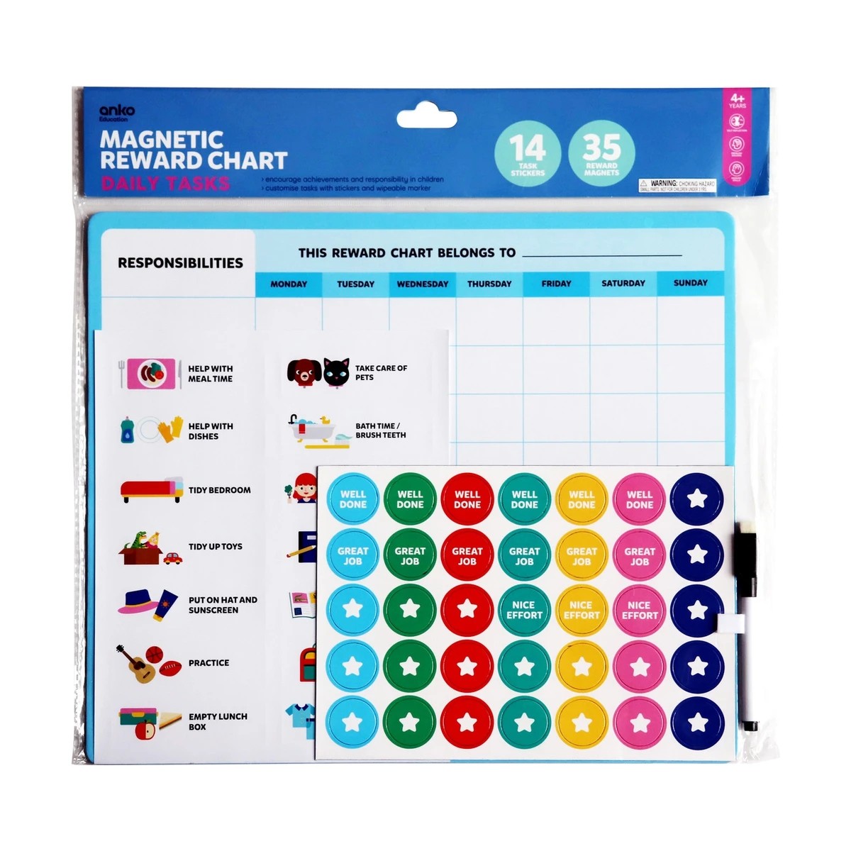 1 Magnetic Reward Chart Daily Tasks, 1 of 5