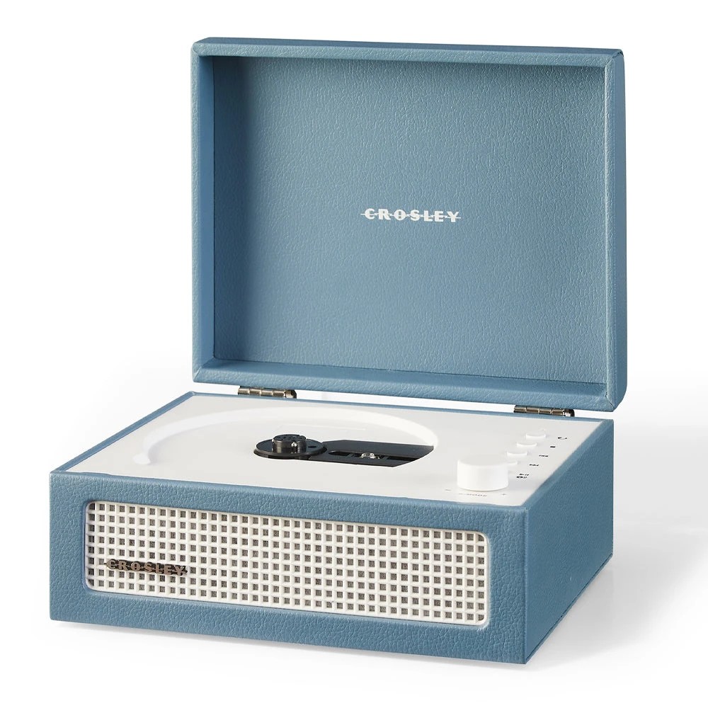 3 Crosley Voyager Portable Retro CD Player with Stereo Bluetooth Speakers, FM Radio - Washed Blue - Blue, 3 of 7