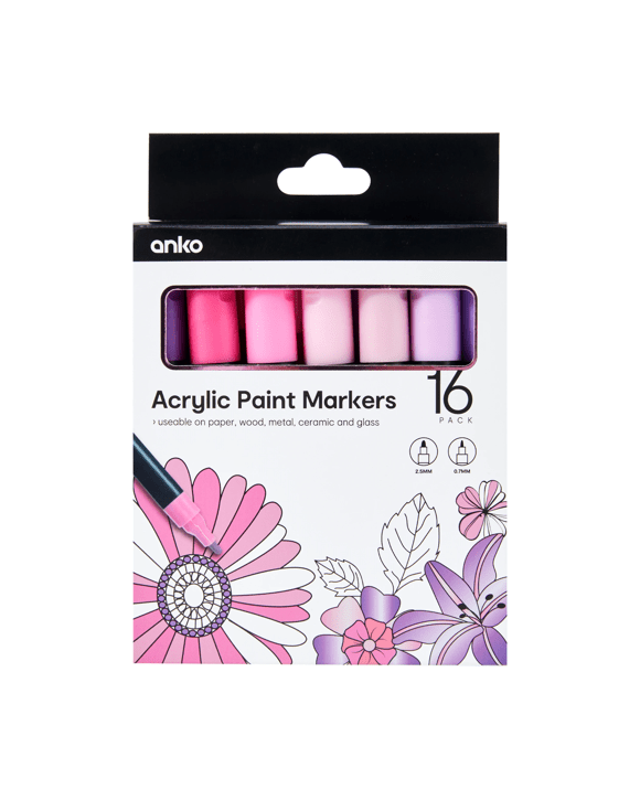 16 Pack Acrylic Paint Markers - Tonal Purple
