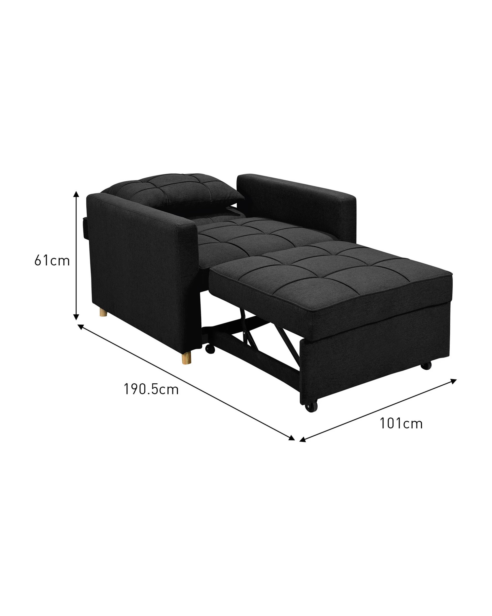 5 Suri 3-in-1 Convertible Lounge Chair Bed By Sarantino - Black, 5 of 10