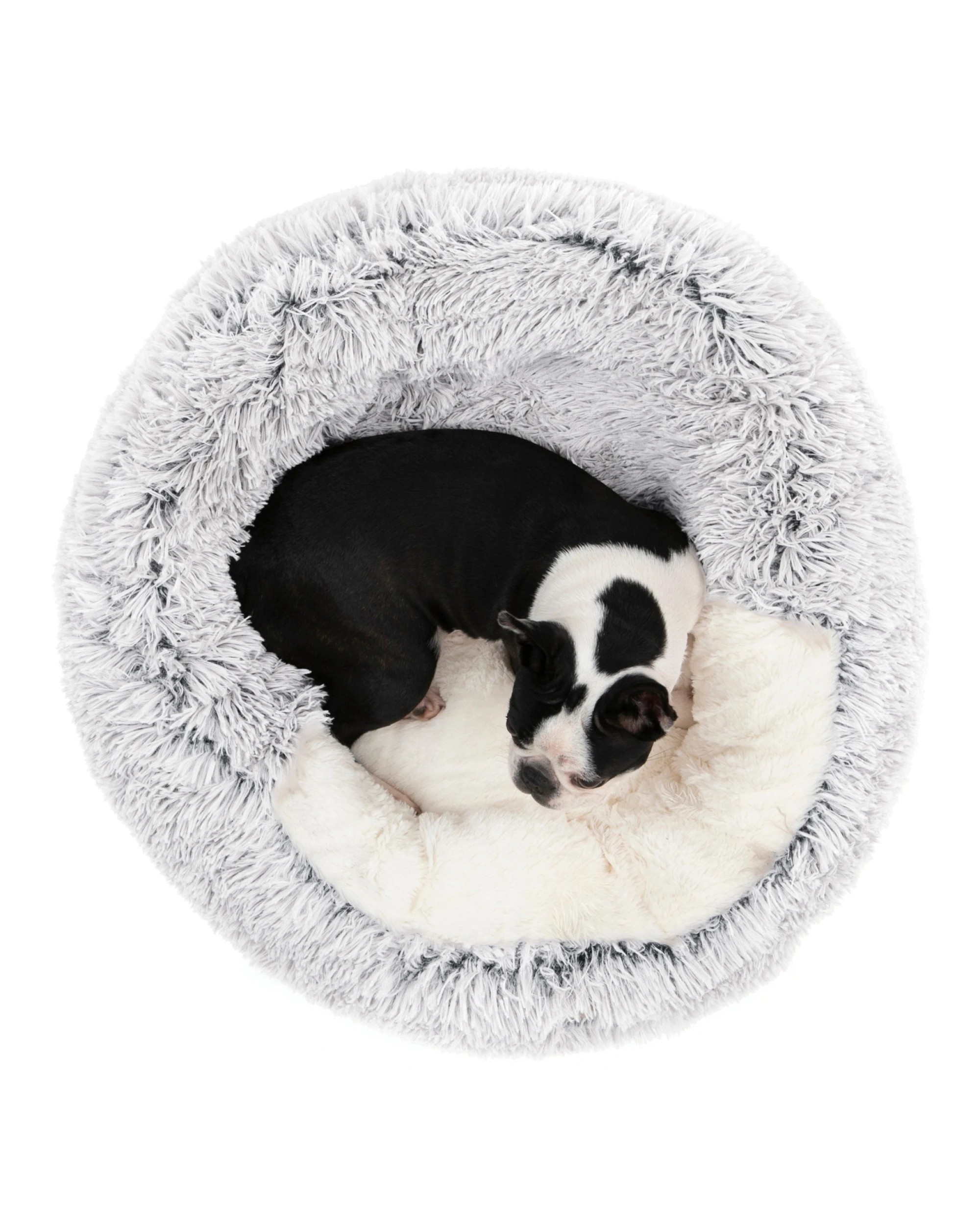 2 Charlie's Snookie Hooded Faux Fur Calming Dog Bed Small - White, 2 of 6