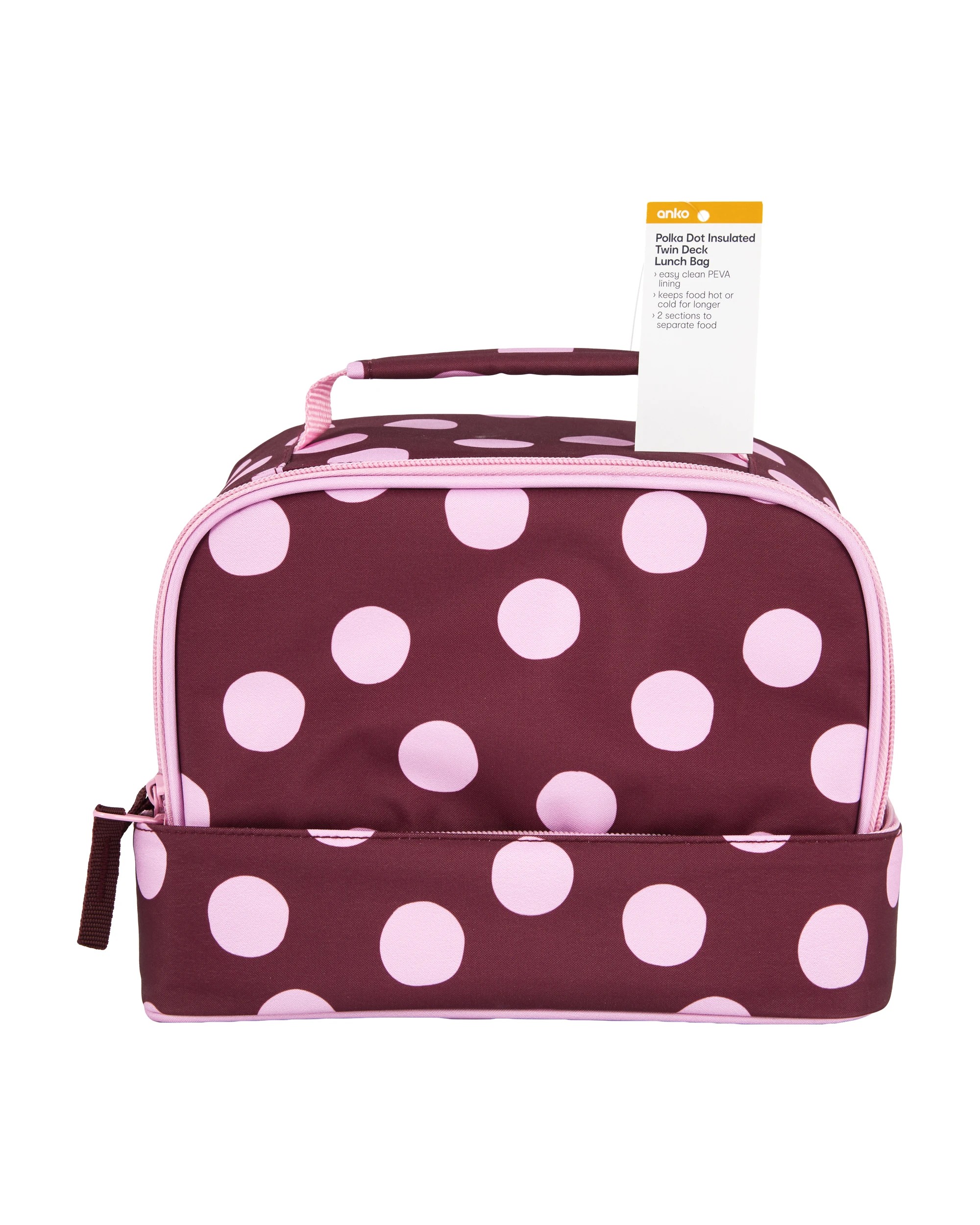4 Polka Dot Insulated Twin Deck Lunch Bag, 4 of 4