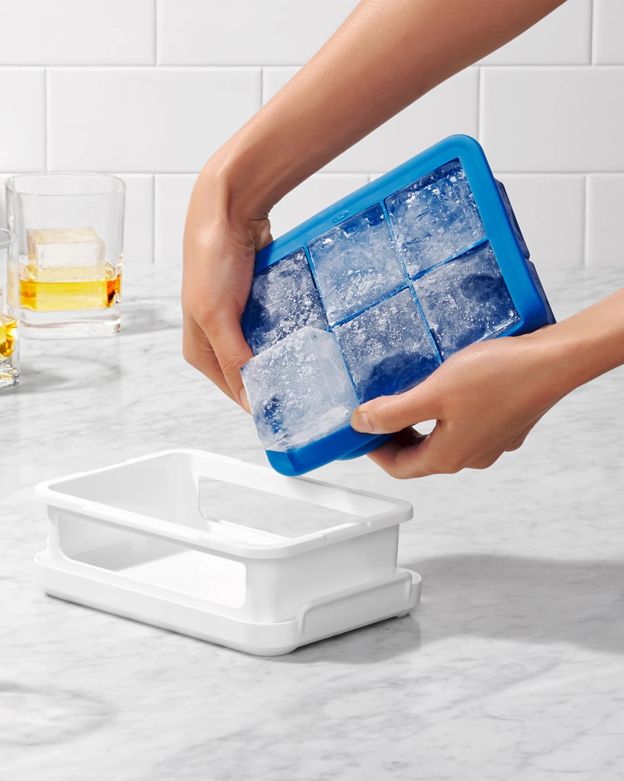 3 OXO Good Grips Covered Silicone Ice Cube Tray - Large Cubes - Grey, 3 of 4