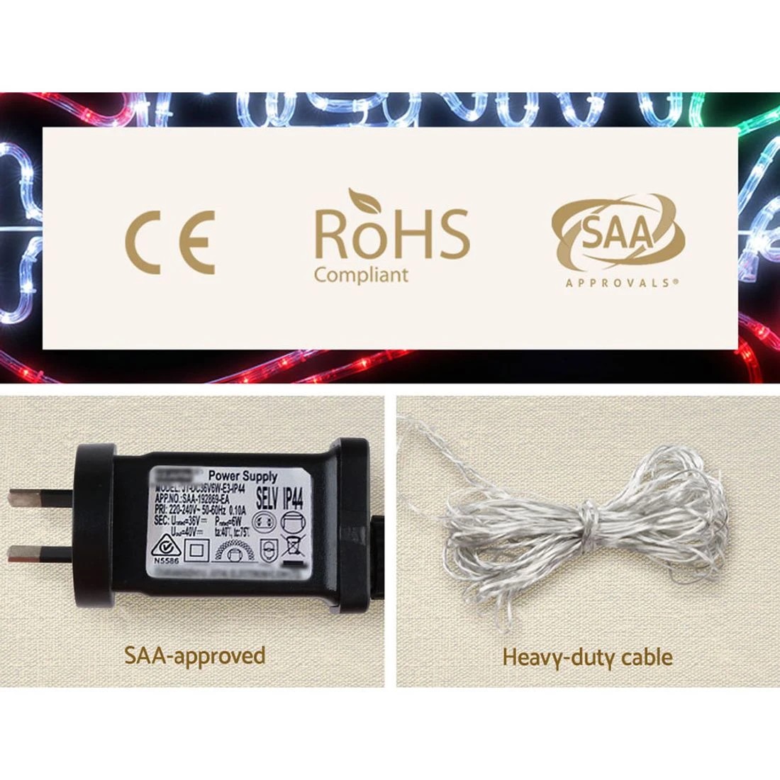 7 Jingle Jollys Christmas Lights 96cm Merry Christmas 288 LED Decorations - Multi, 7 of 7
