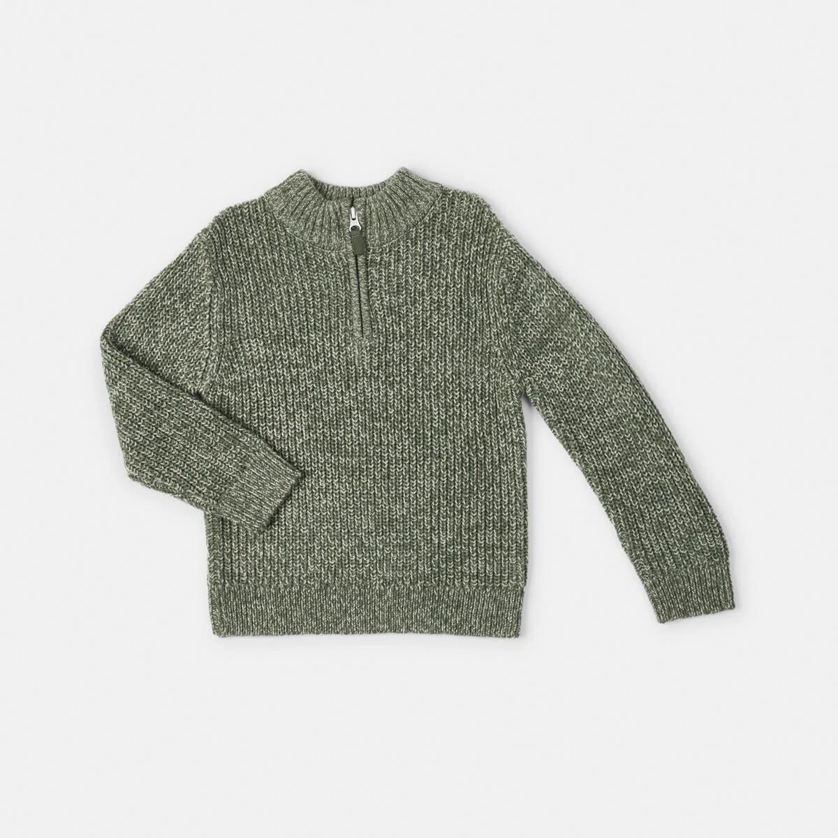 7 Fisherman Quarter Zip Knit Top Grn Rib, 7 of 8