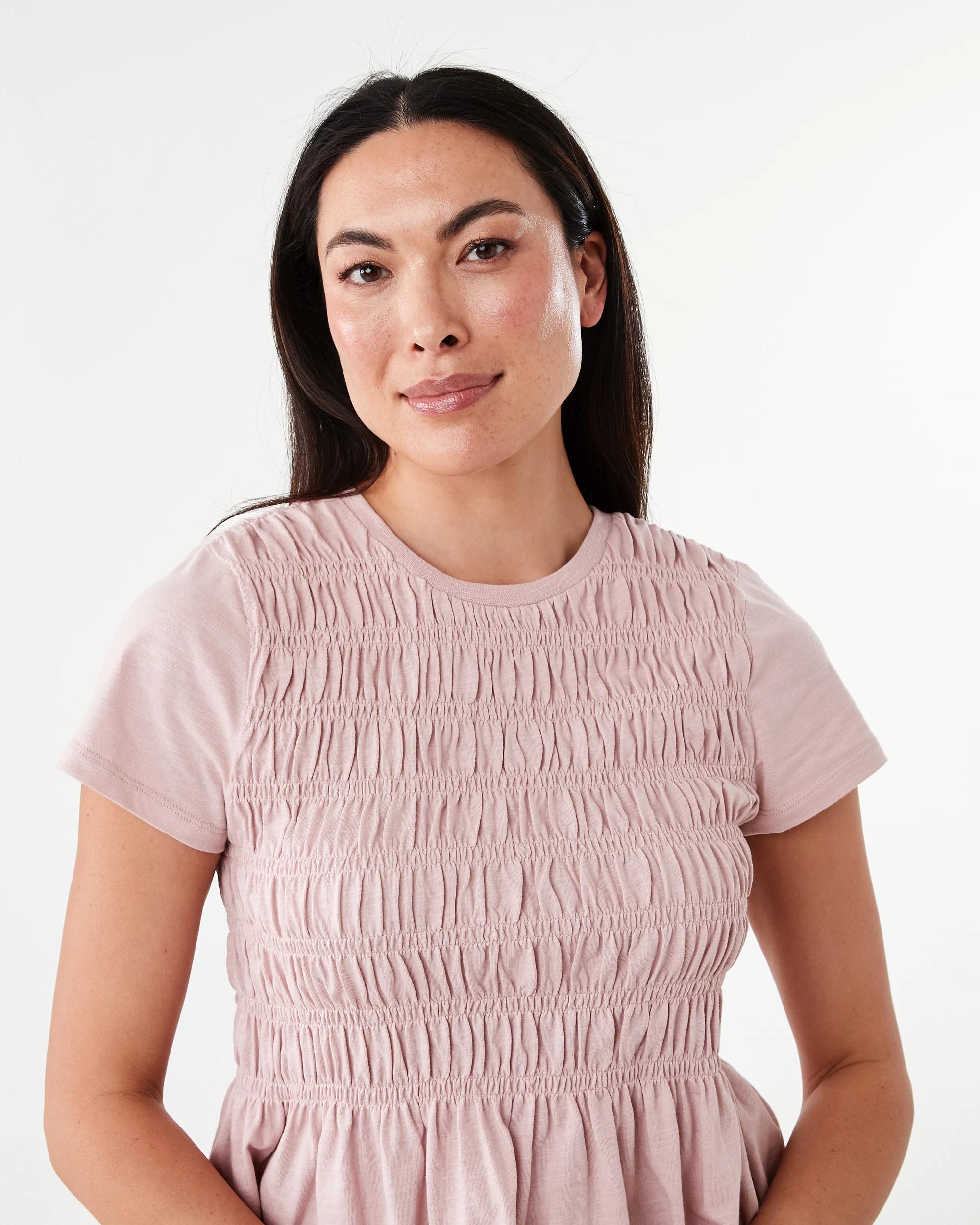 4 Short Sleeve Shirred Top Soft Prpl, 4 of 6