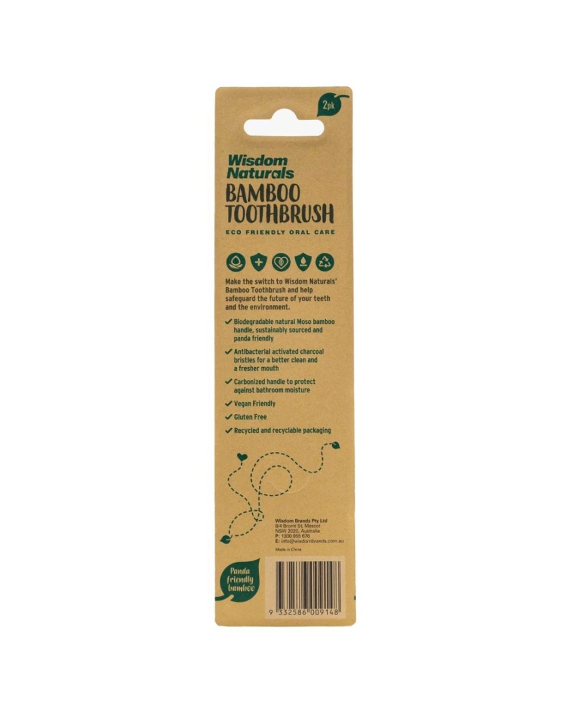 3 Wisdom 24x 2pc Naturals Biodegradable Toothbrushes Bristles Bamboo - Multi, 3 of 3