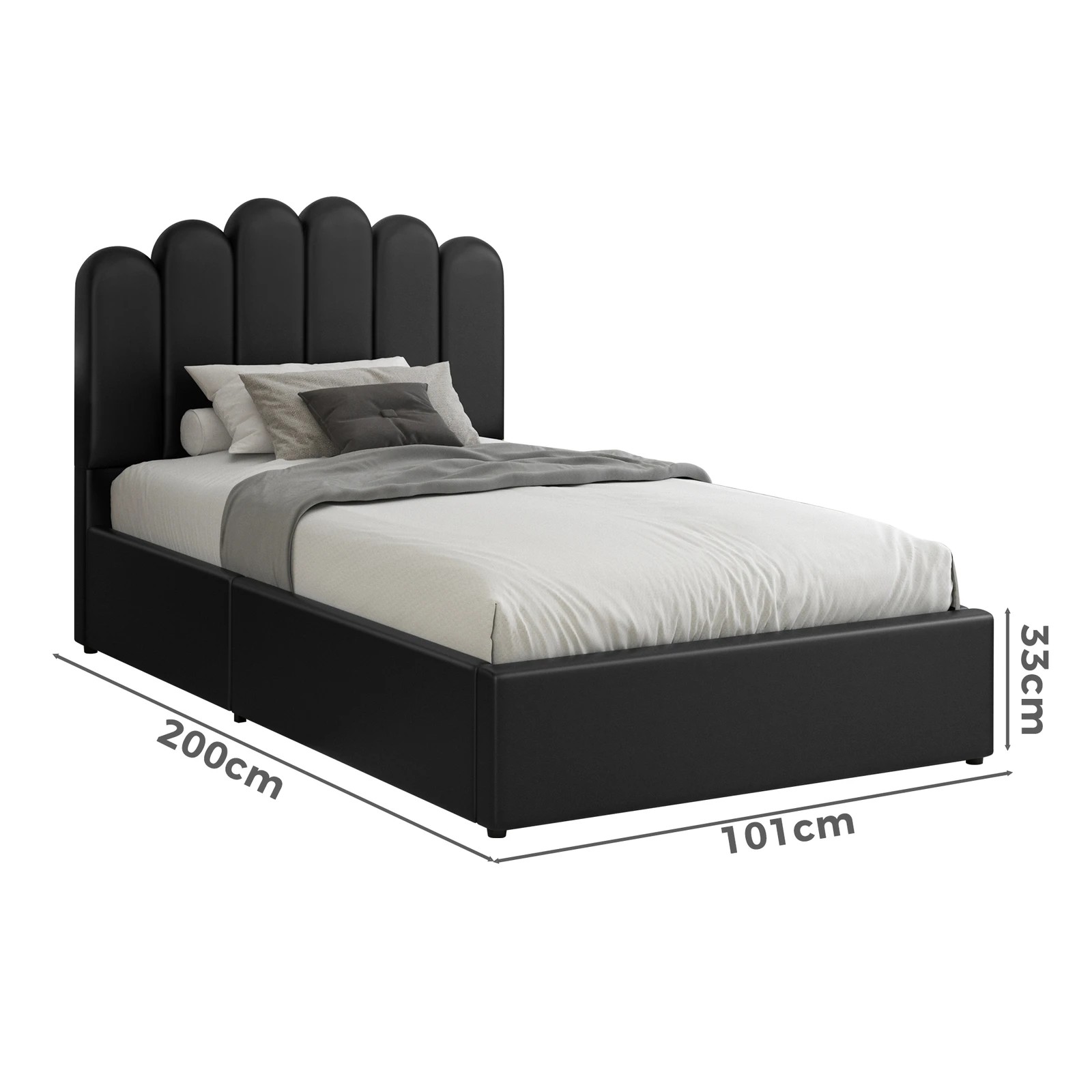 7 Alfordson Bed Frame Single Size Gas Lift Storage Base Wooden Milton - Black, 7 of 10