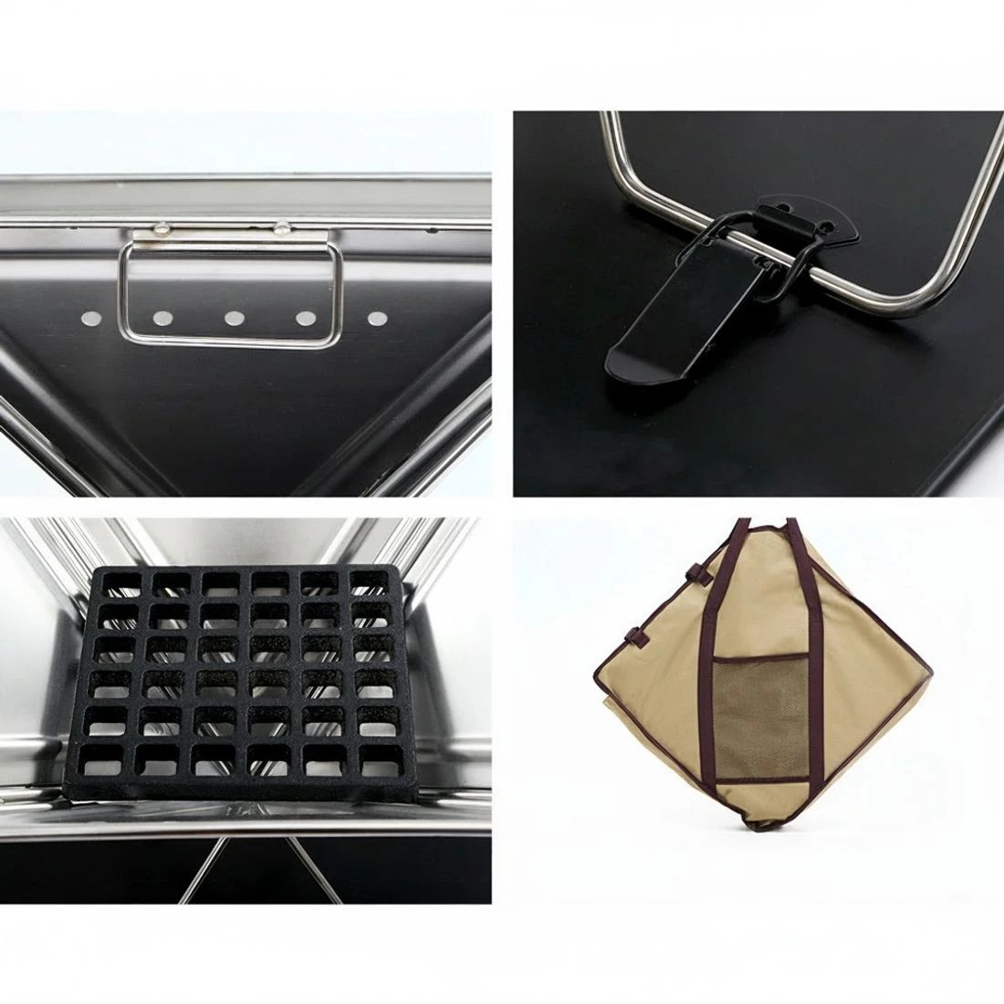 6 Grillz Fire Pit BBQ Grill with Carry Bag Camping - Silver, 6 of 6