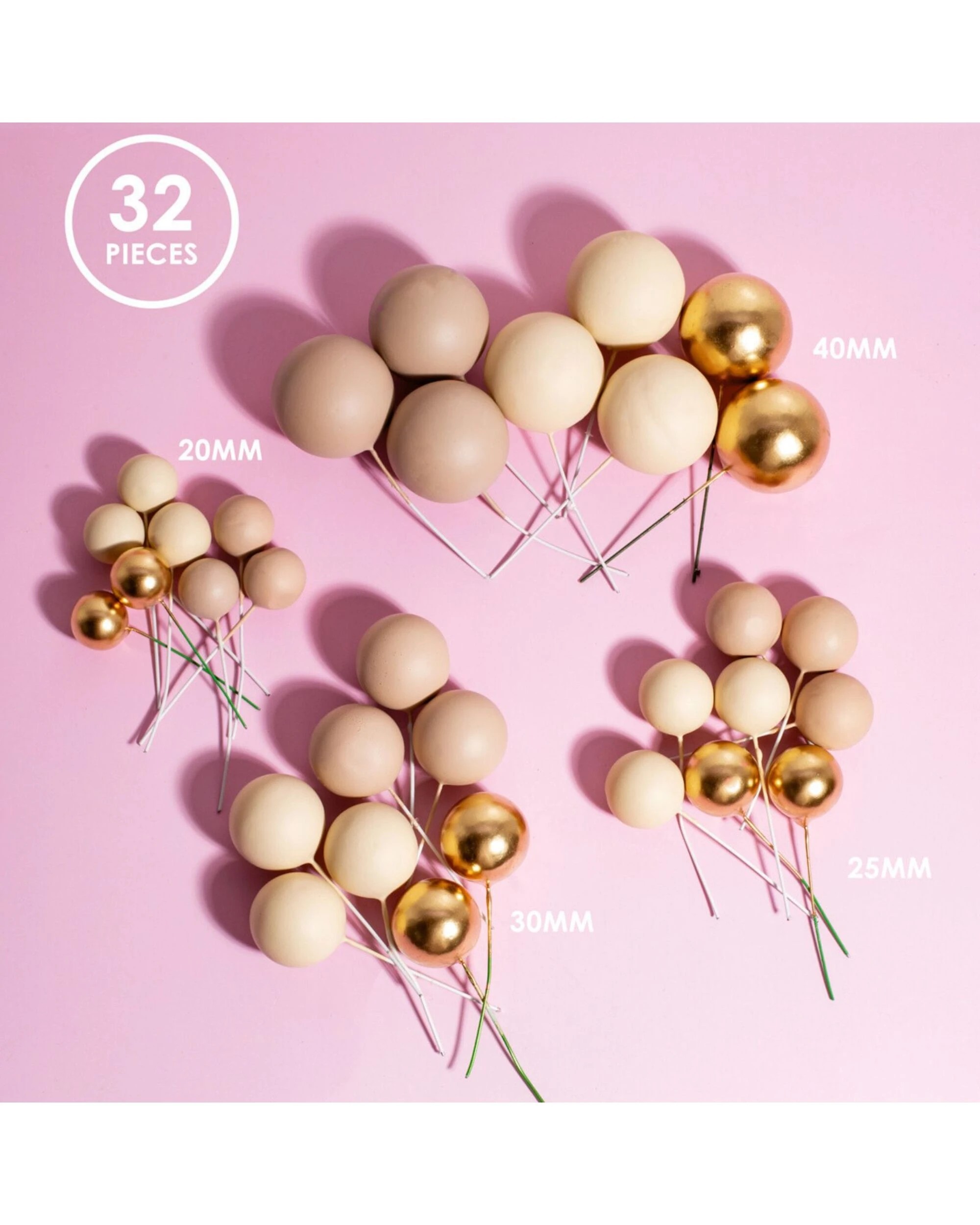 2 Bake Group Sprinks Champagne Gold Cake Ball Toppers Pack of 32 - Gold, 2 of 4