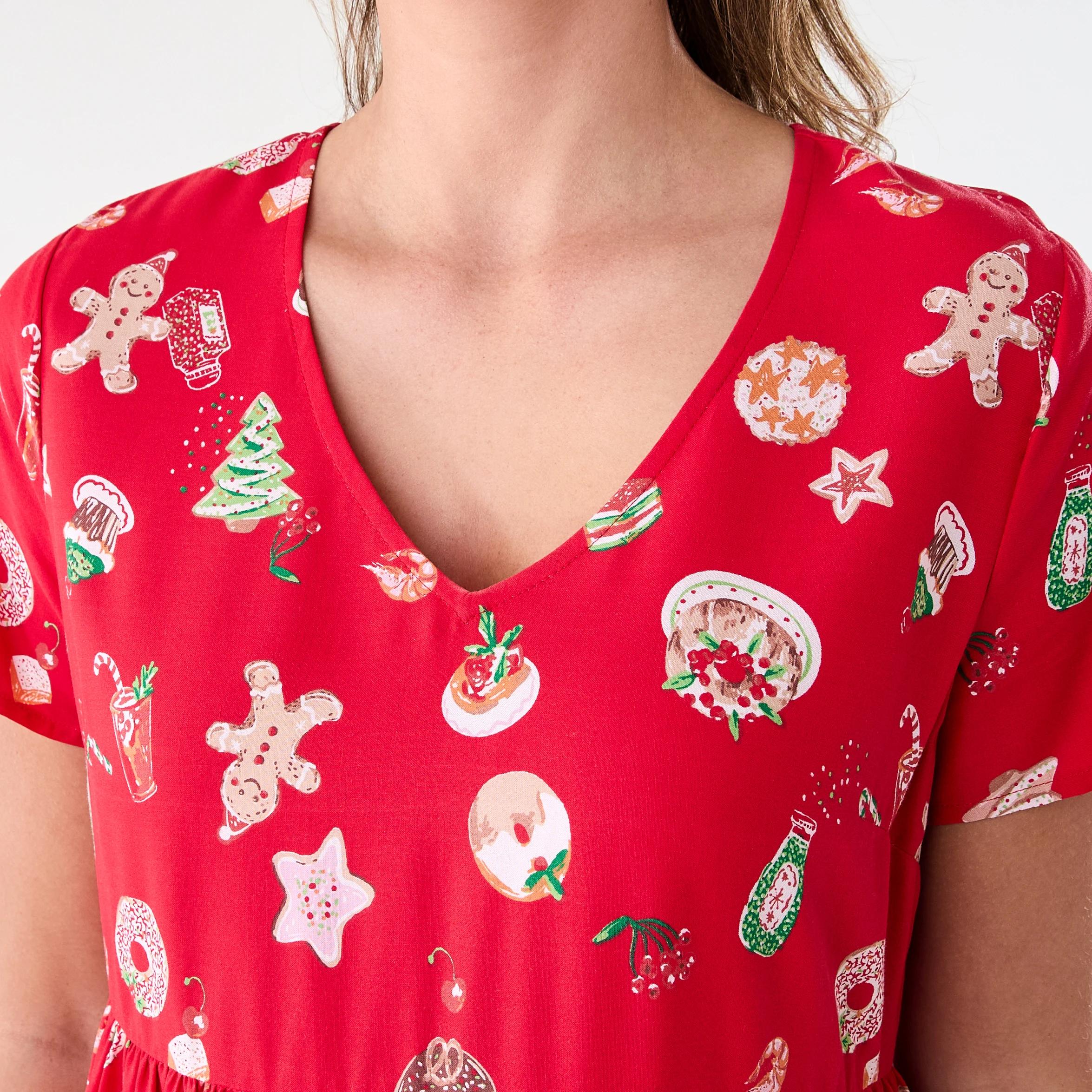 5 Short Sleeve Christmas Mini Dress Red Xmas, 5 of 8
