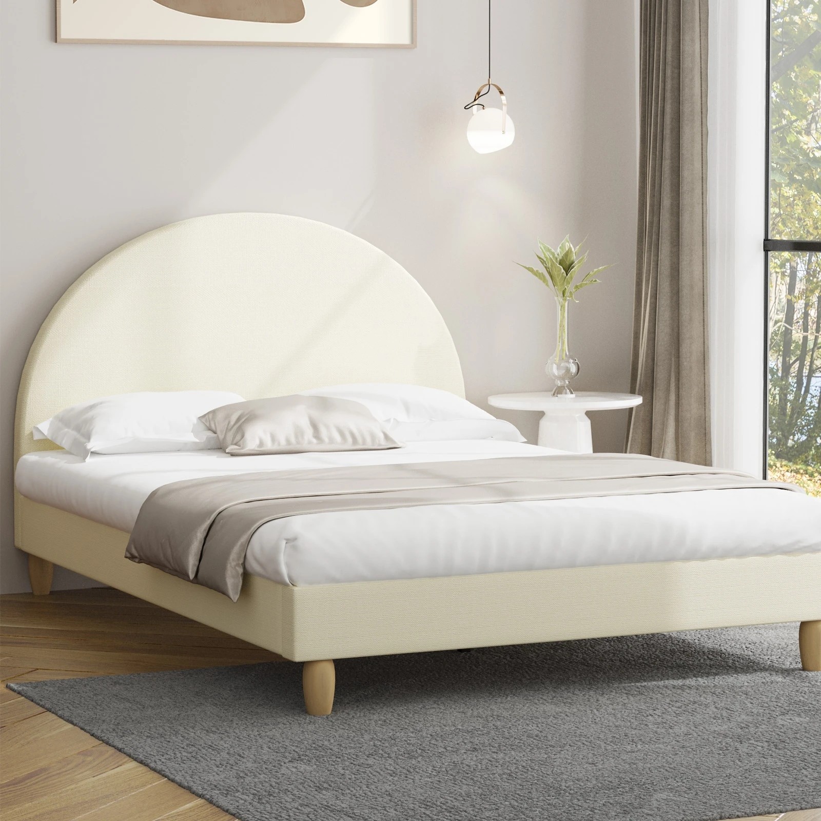 2 Oikiture Queen Bed Frame Arched Beds Platform
 - Beige, 2 of 10
