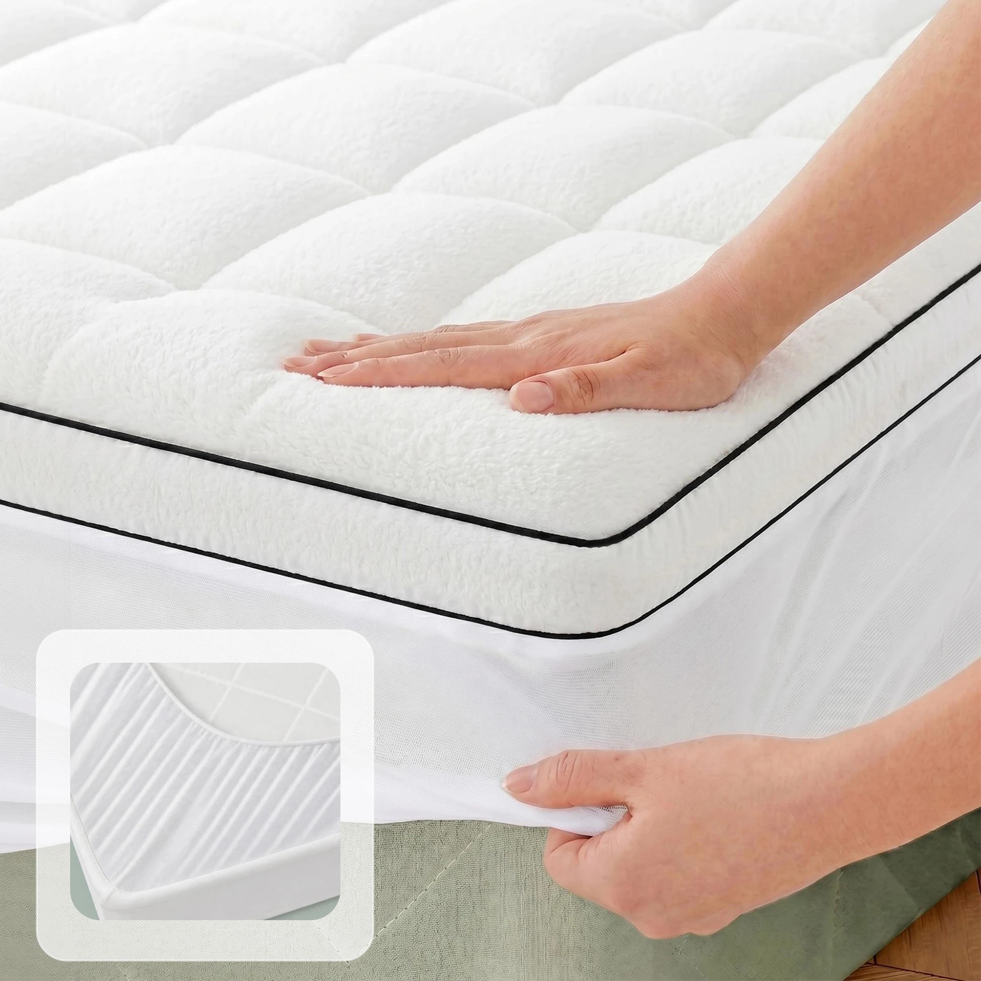 7 Giselle Bedding Single Mattress Topper 5cm Coral Fleece - Single Bed - White, 7 of 9