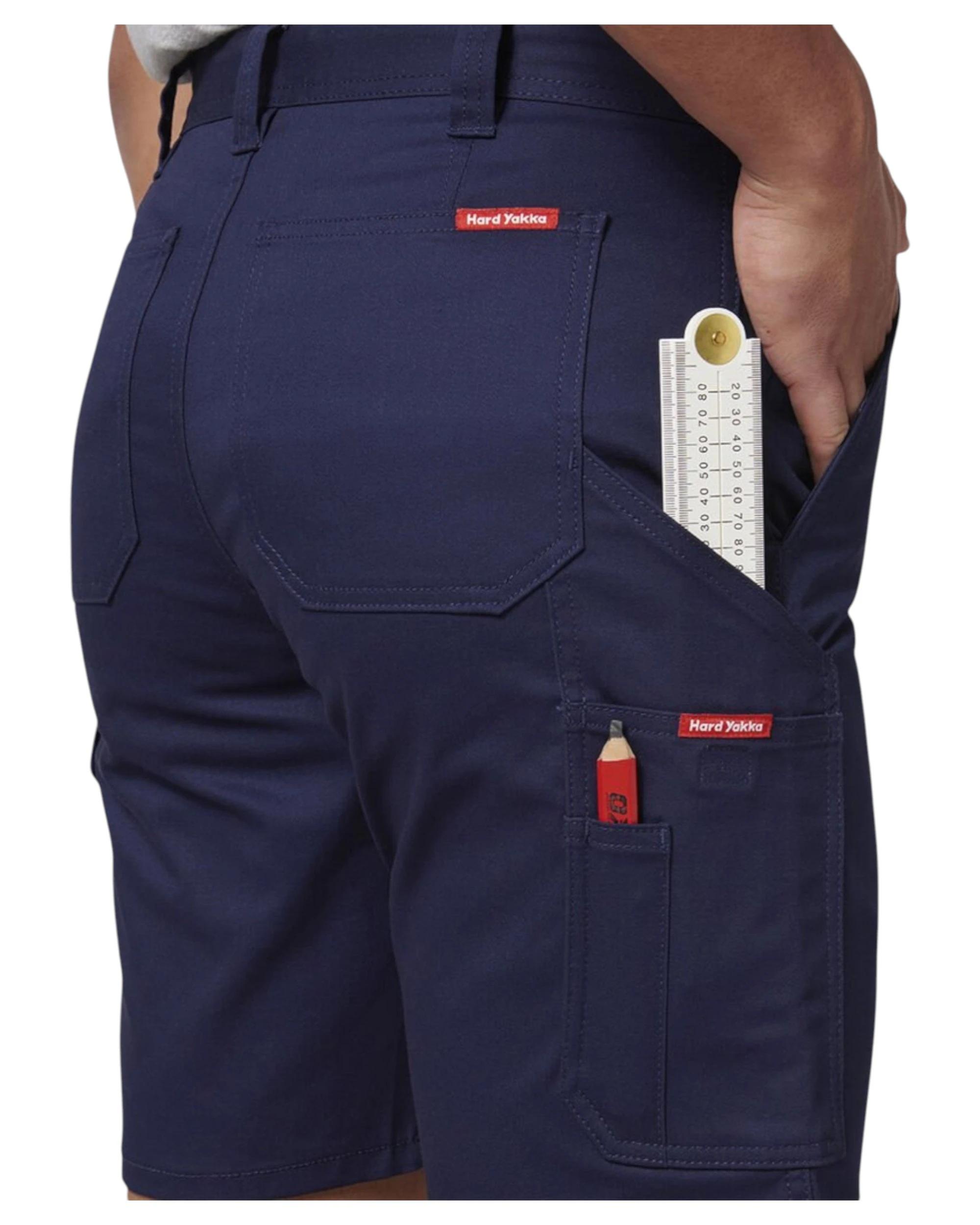 6 Hard Yakka 3 Pack Mens Core Basic Stretch Drill Cargo Short NAVY, 6 of 7
