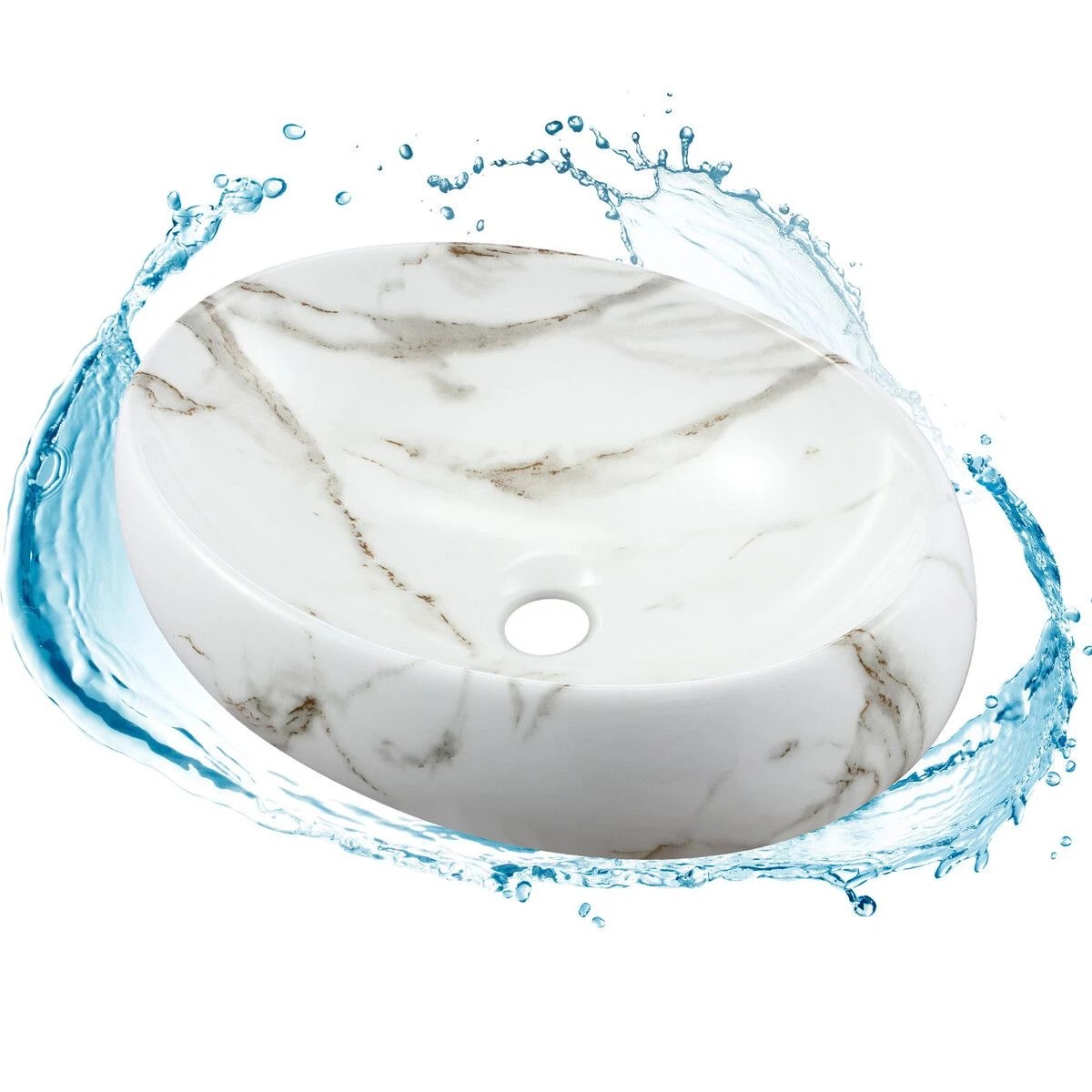 7 LUXSUITE Bathroom Sink Vessel Vanity Hand Wash Basin Washing Bowl Above Counter Toilet Bath Countertop Ceramic White, 7 of 7