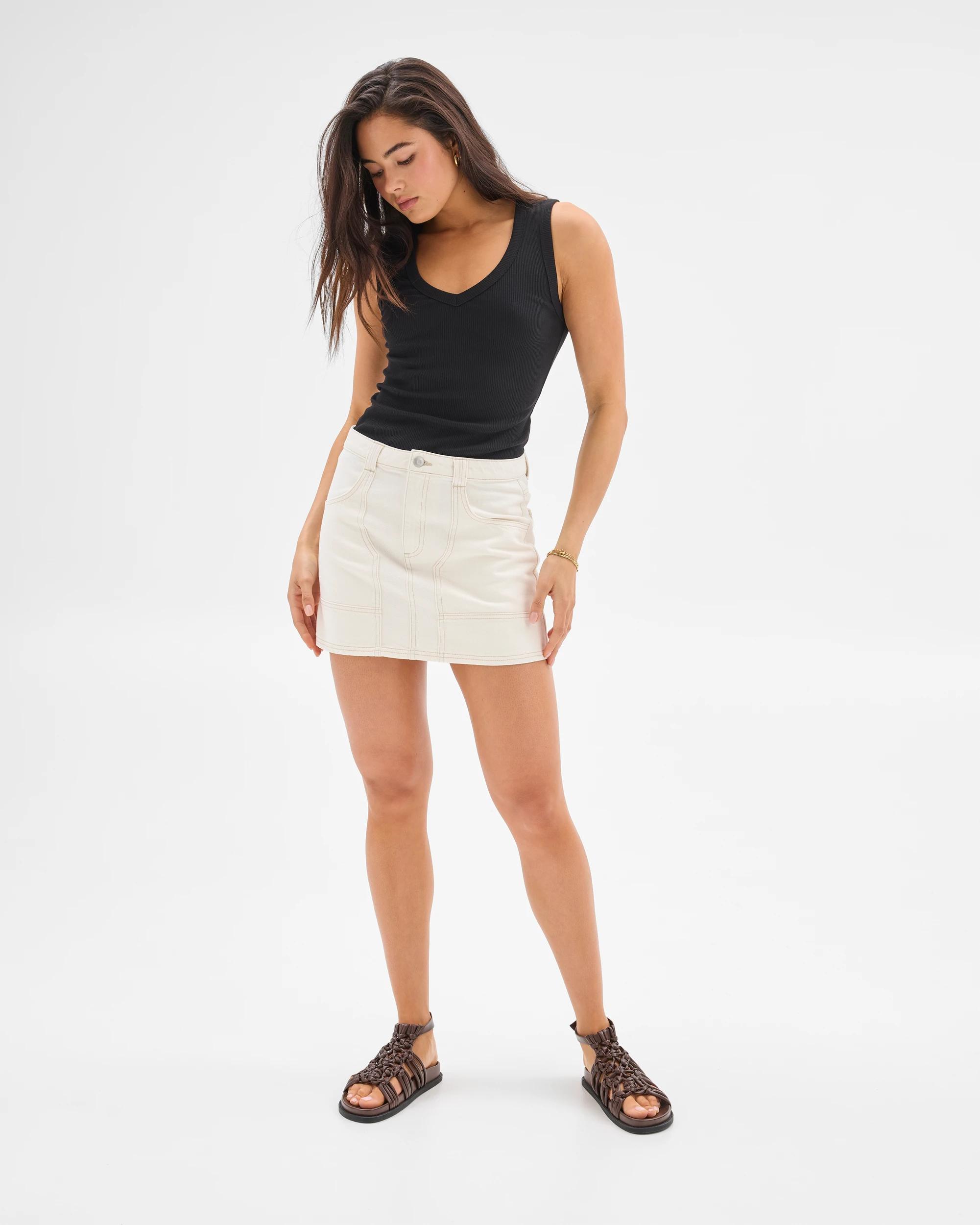 6 Patch Pocket Denim Mini Skirt - Lily Loves ECRU, 6 of 7