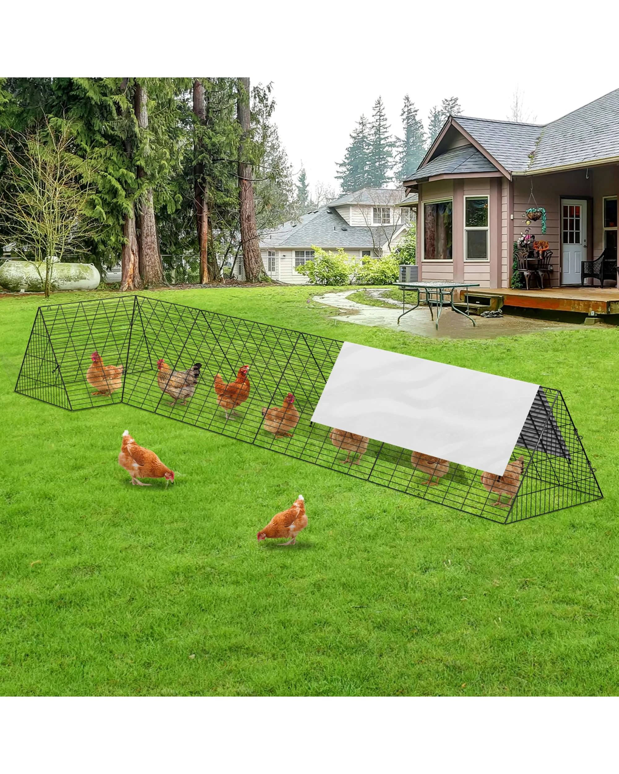 2 Advwin Chicken Tunnels for Yard Chicken Coop Run Pen, 2 of 8