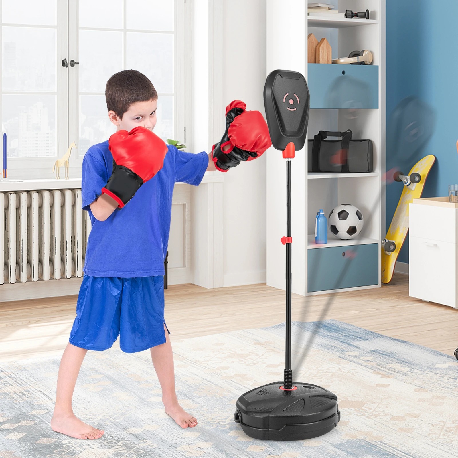 3 Costway Punching Bag Boxing Toy Set w/Speed Ball &Boxing Gloves 6-Position Adjustable Box Stand - Black, 3 of 3