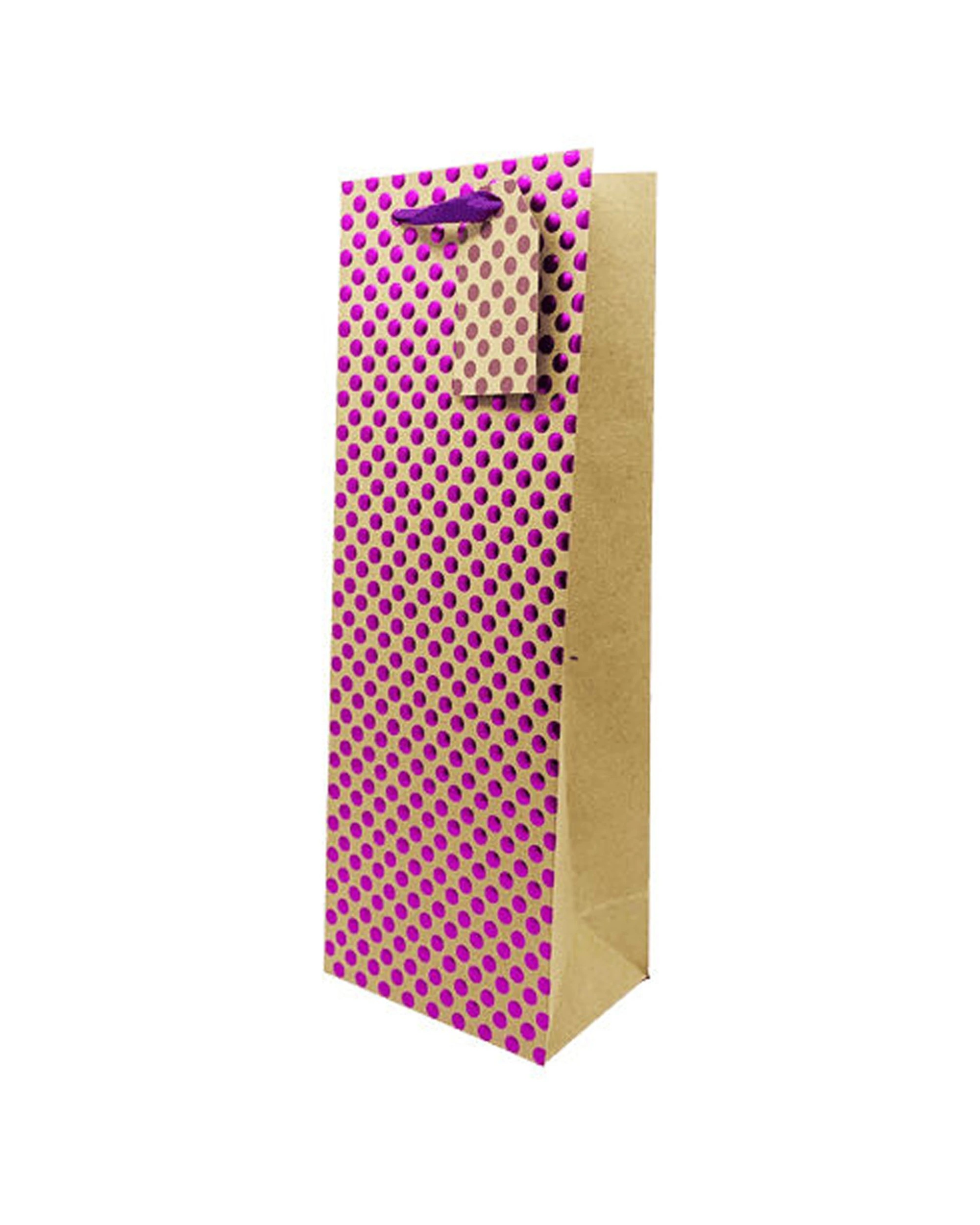 1 Winex 12pc Wine Bottle Paper Bag Gift Wrapping Dot - Purple, 1 of 1