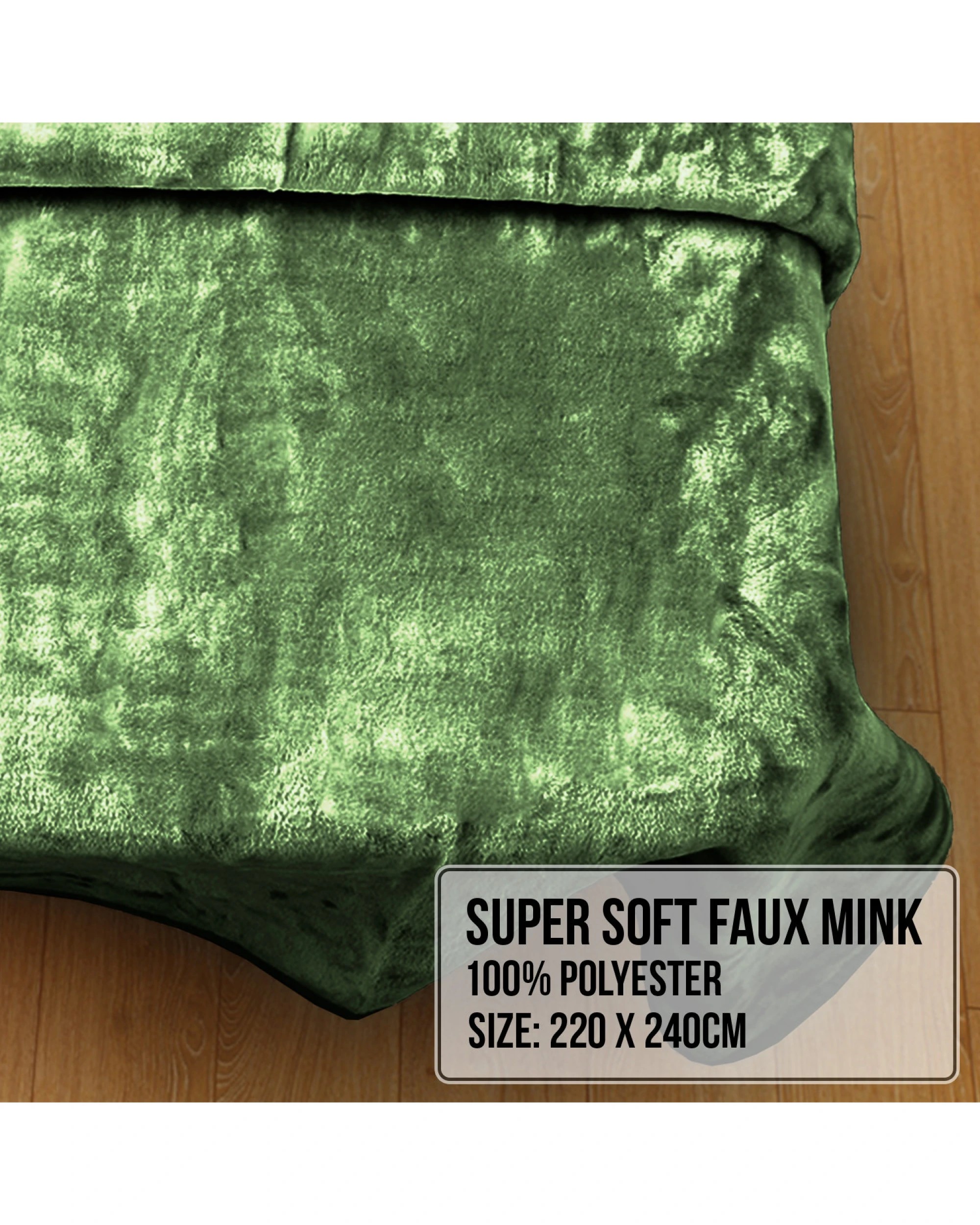 5 Laura Hill 800-gsm Mink Blanket Double-sided Soft Plush Bed Faux Throw Rug Green
 - Queen Bed, 5 of 10