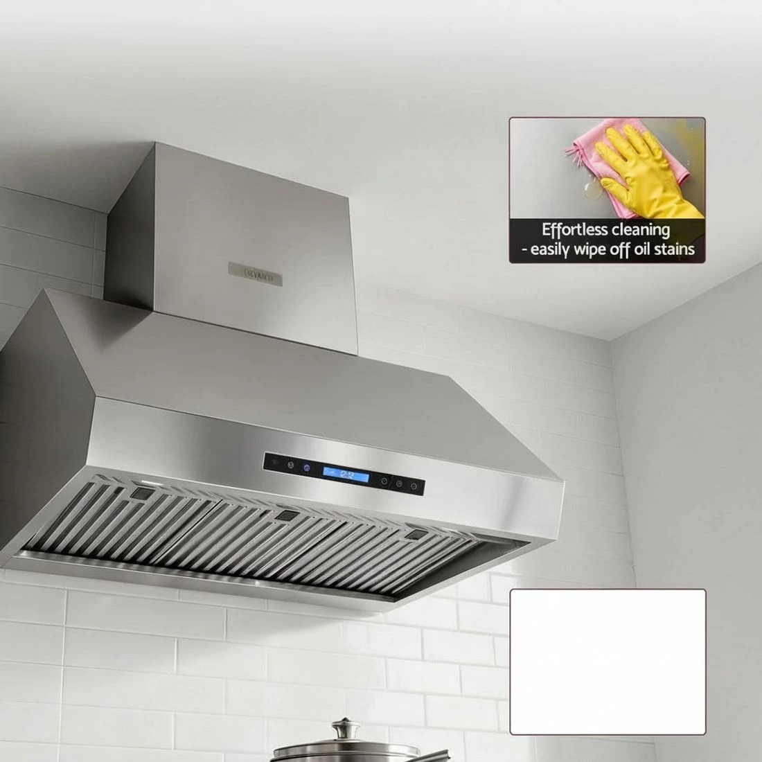 7 Devanti 900mm Range Hood 3-Speed Fan LED Display Remote Control - Silver, 7 of 7