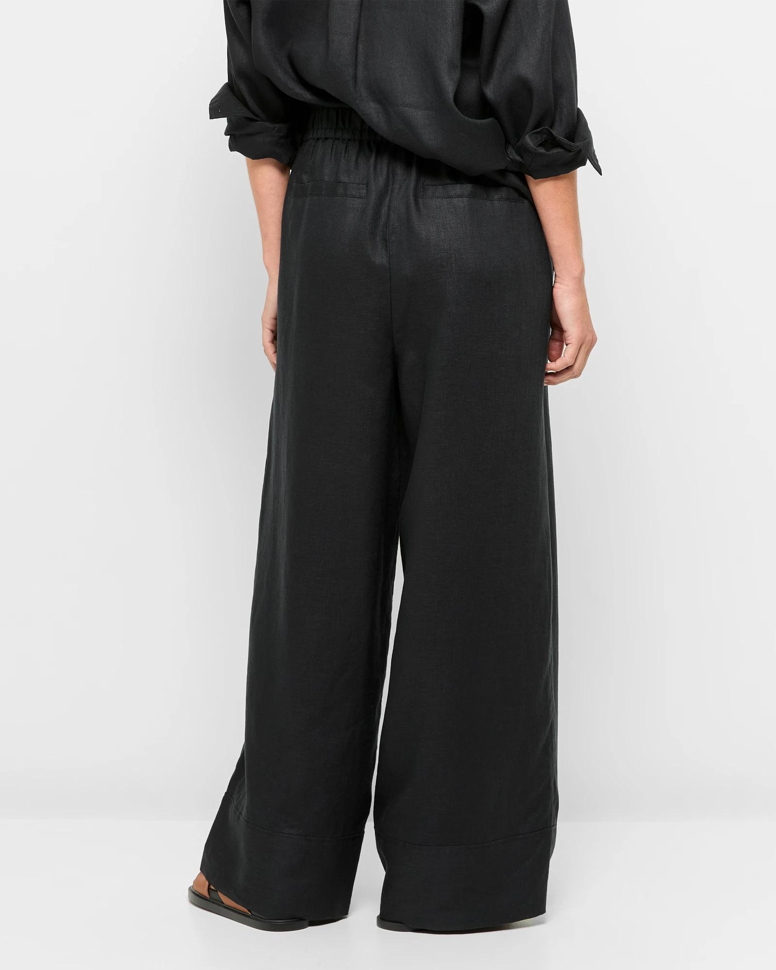 4 Target European Linen Wide Leg Pants BLACK, 4 of 5