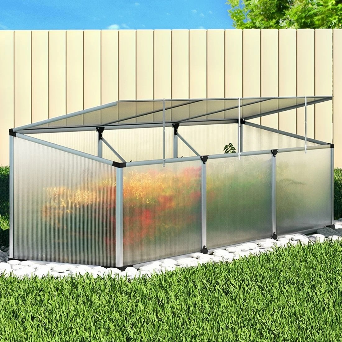 6 Green Fingers Greenhouse Cold Frame Plant Grow Aluminium Polycarbonate Green House - Silver, 6 of 6
