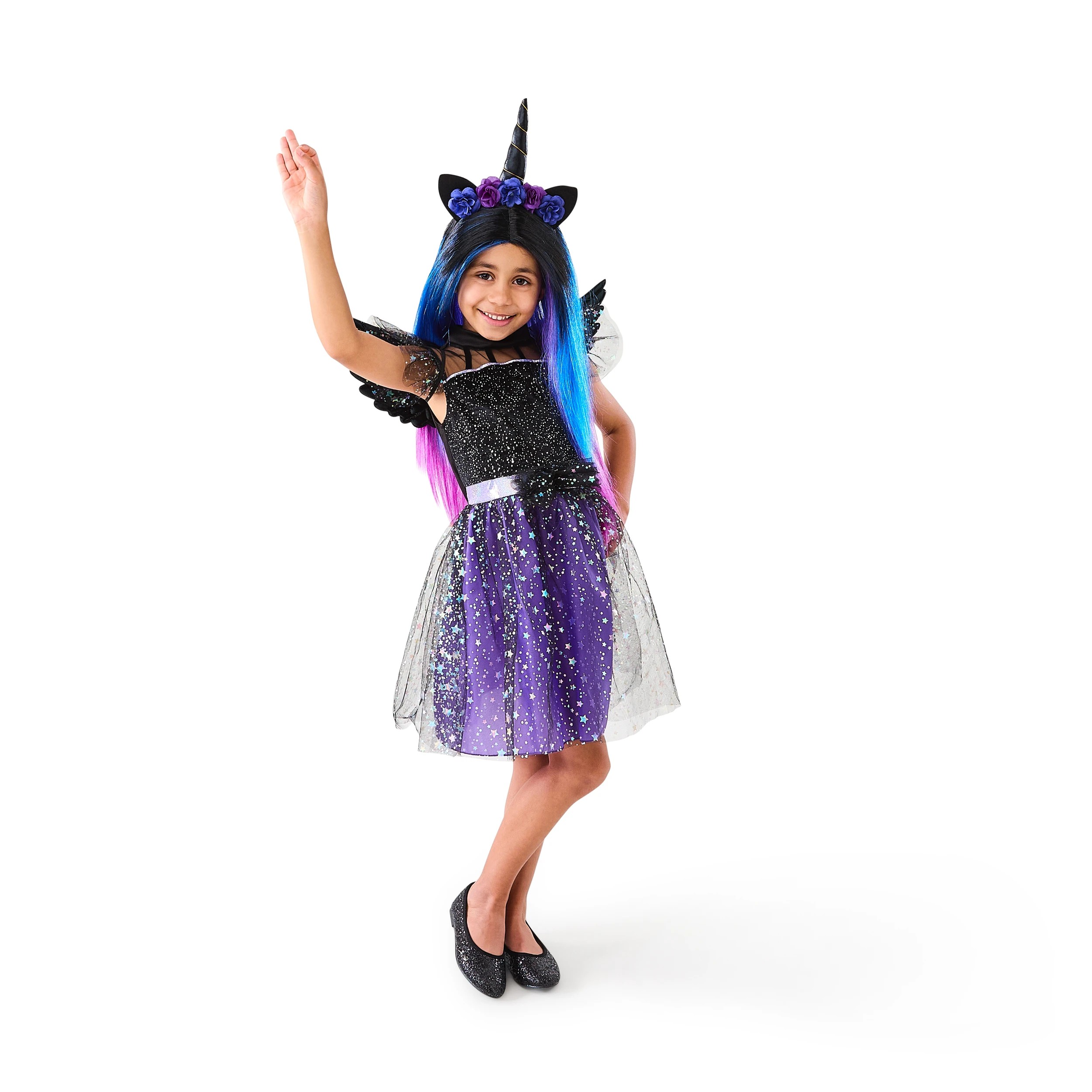 1 4 Piece Dark Unicorn Costume - Ages 6-8, 1 of 10