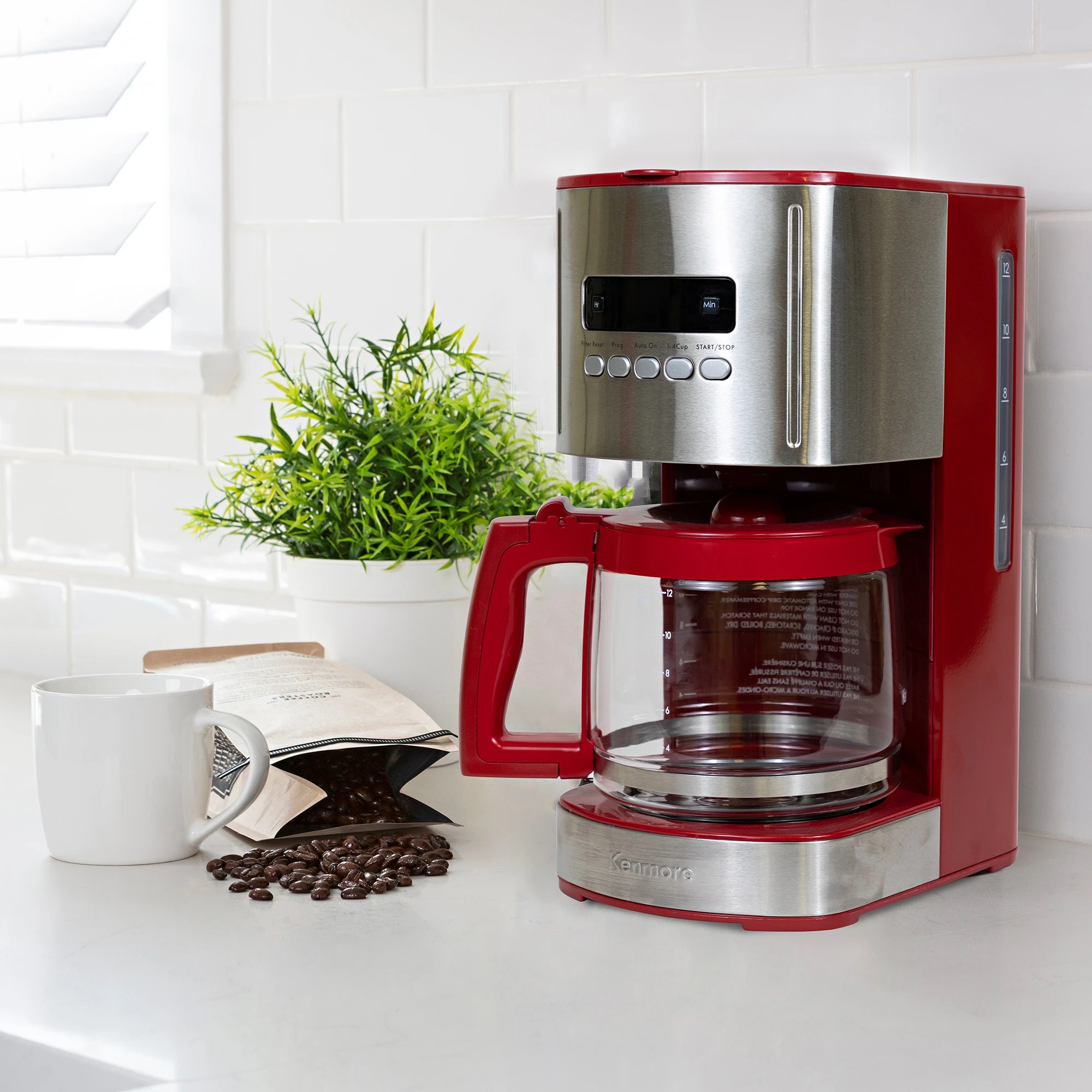 1 Kenmore 12-Cup Drip Coffee Maker - Red, 1 of 6