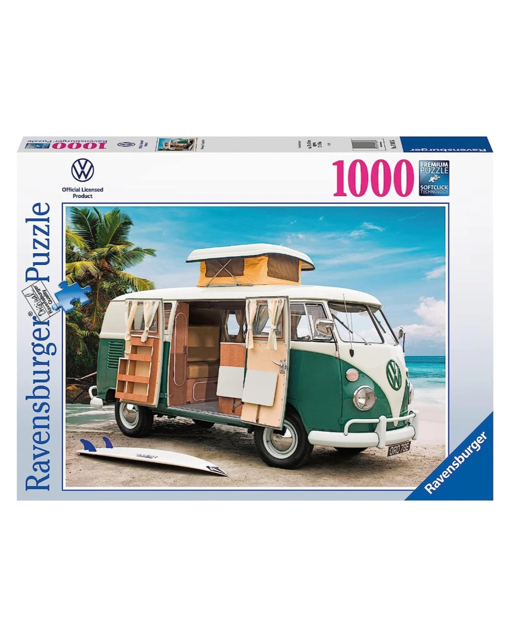 1 Ravensburger Volkswagen T1 Camper Van 1000 Piece Jigsaw Puzzle, 1 of 2