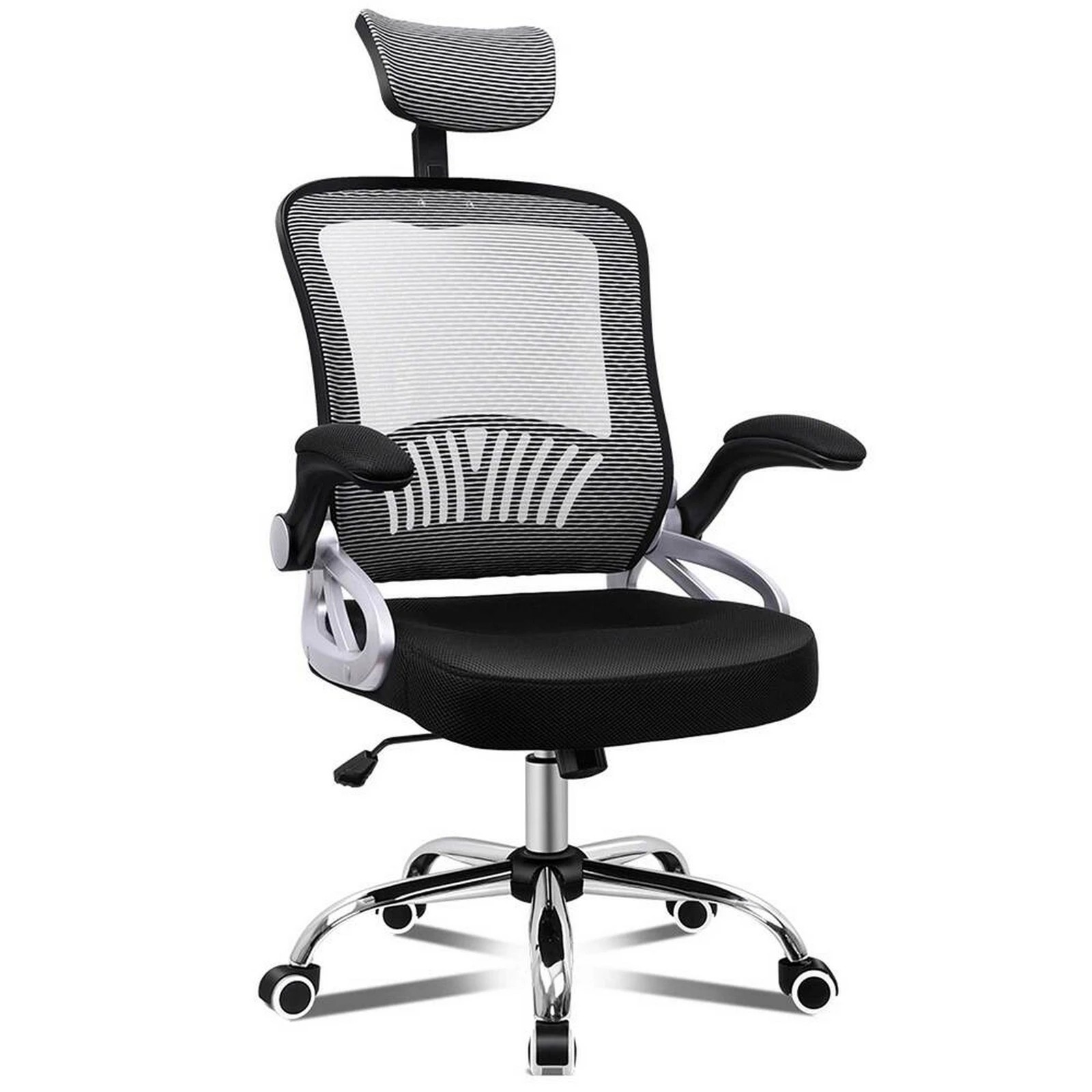 1 Alfordson Mesh Office Chair Executive Fabric Seat Gaming Racing Tilt Computer - Black, 1 of 10