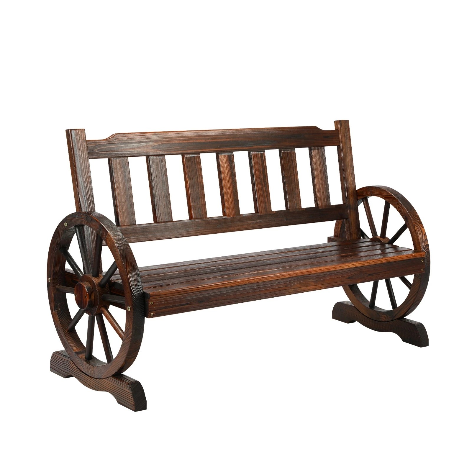 8 Livsip 2 Seater  Outdoor Garden Bench Wooden Wagon Chair - Charcoal, 8 of 10