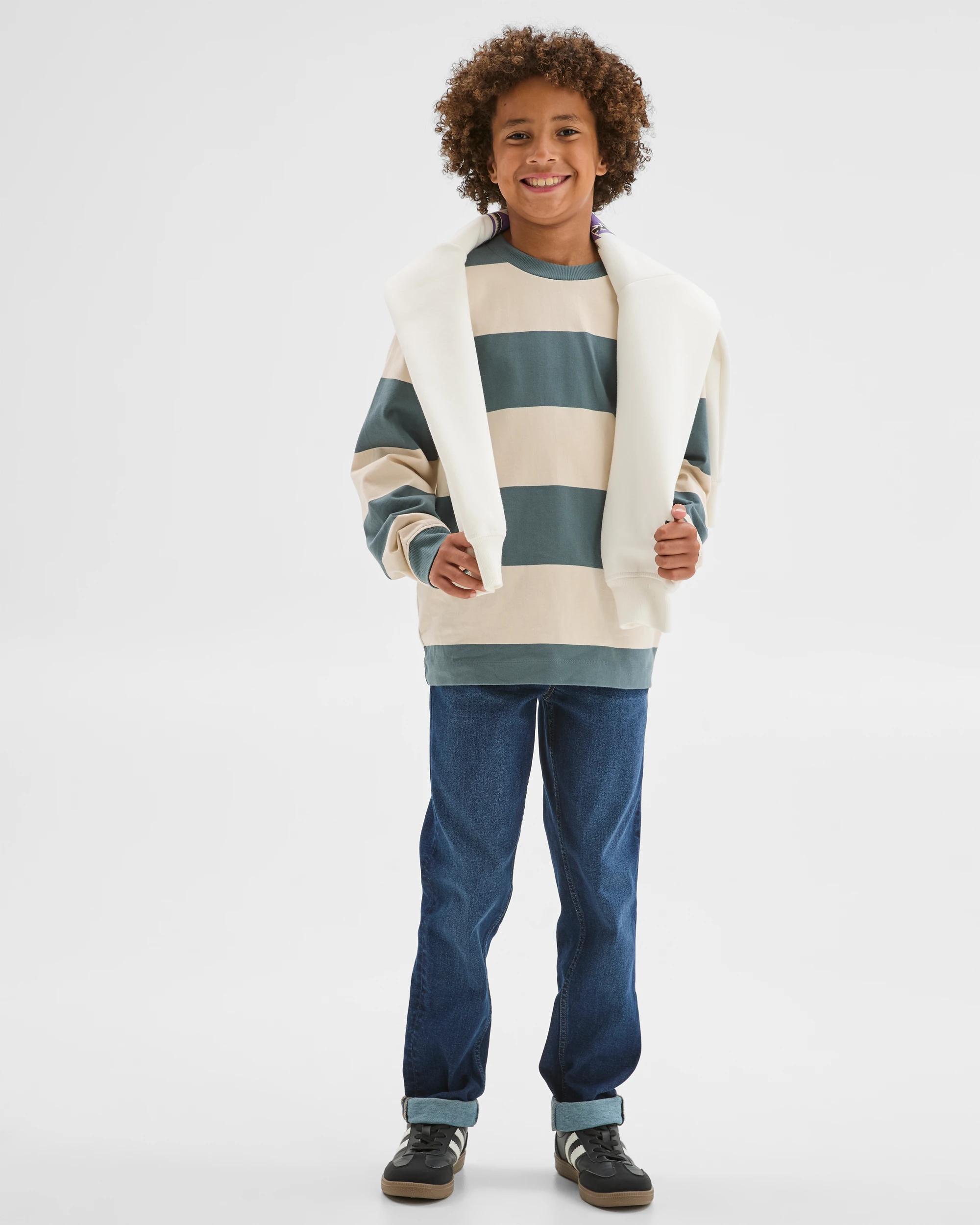 1 Target Kids Elastic Waistband Straight Fit Denim Jeans DARK WASH, 1 of 6