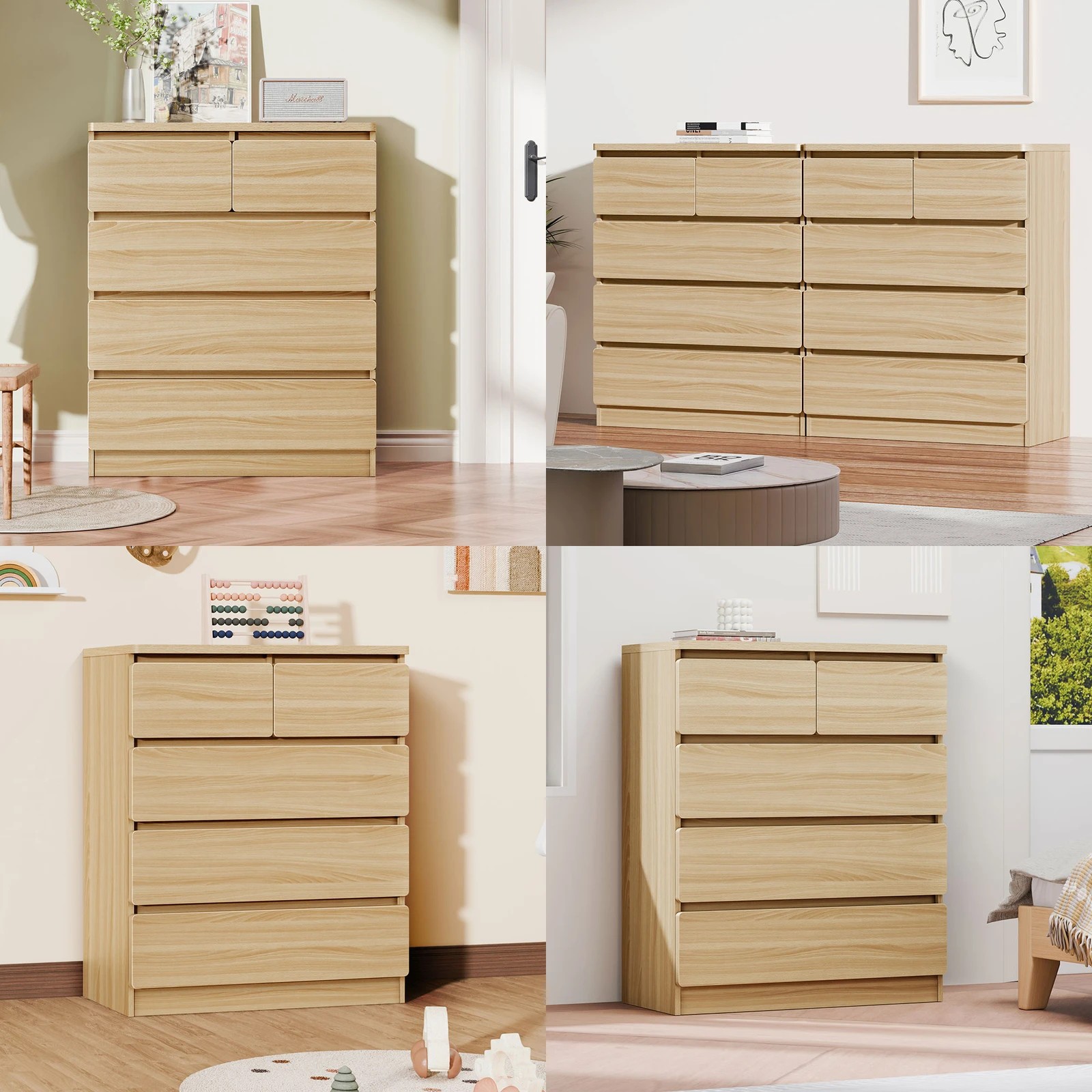4 Alfordson 5 Chest of Drawers Minimalist Storage Cabinet Dresser - Oak, 4 of 10