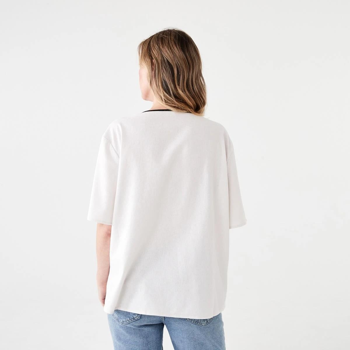 4 Short Sleeve Tie Front Top NATURAL BEIGE, 4 of 6