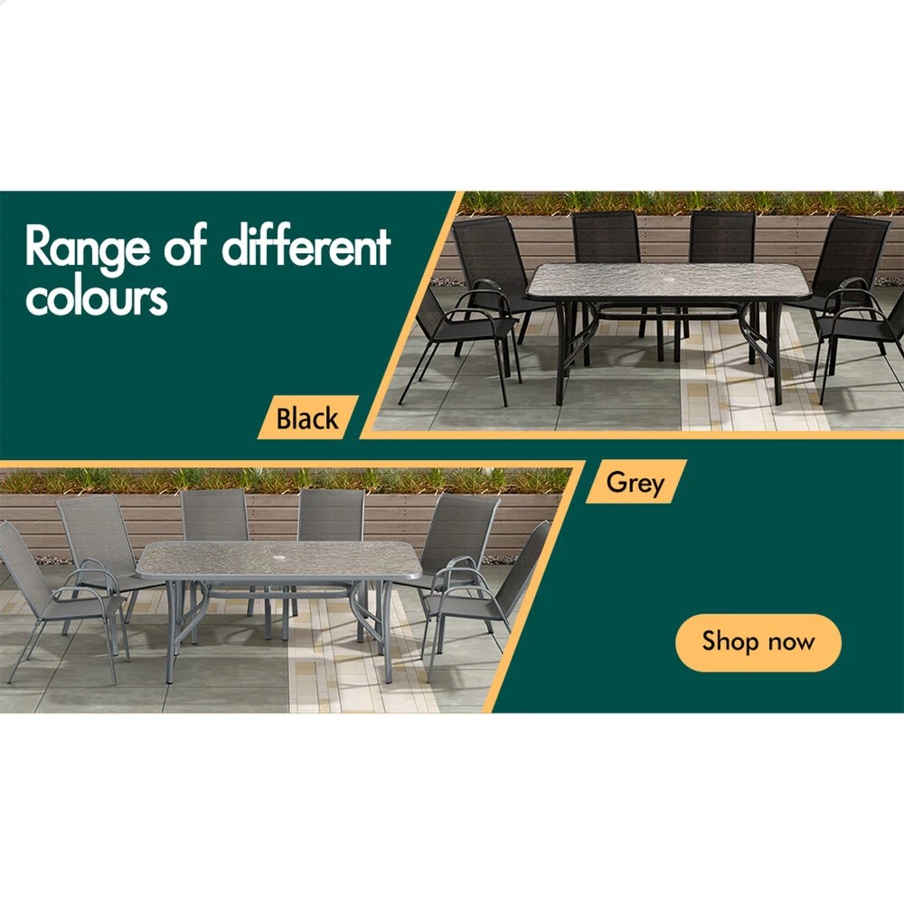 10 Alfordson 7PCS Outdoor Dining Set Patio Table and Chairs Garden Furniture - Black, 10 of 10