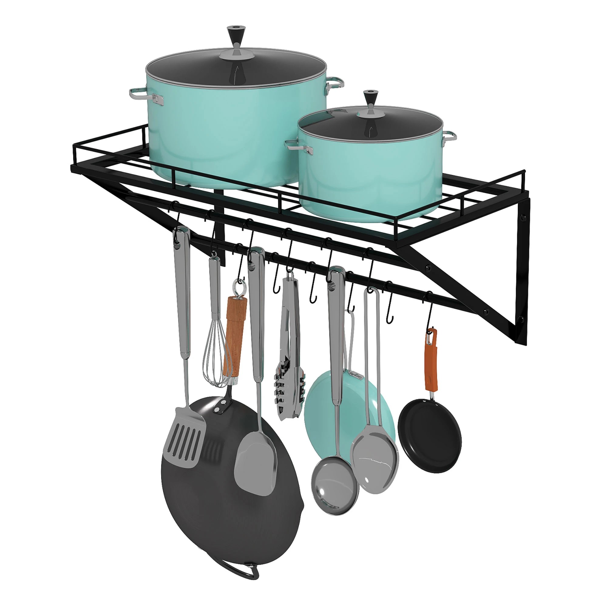 2 Toque Wall Mounted Pot Rack 12 Hooks, 2 of 9