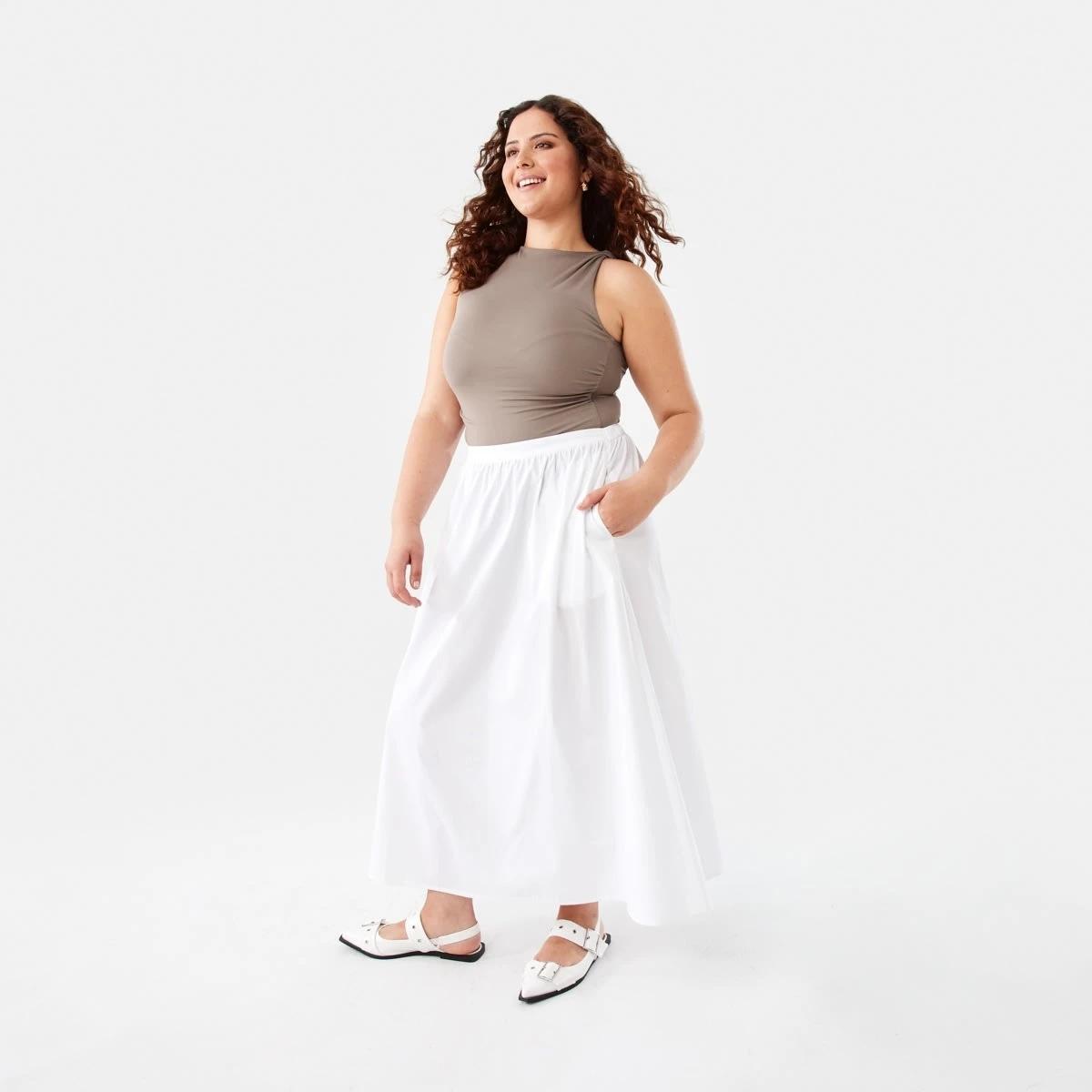 3 A-Line Maxi Skirt White, 3 of 6