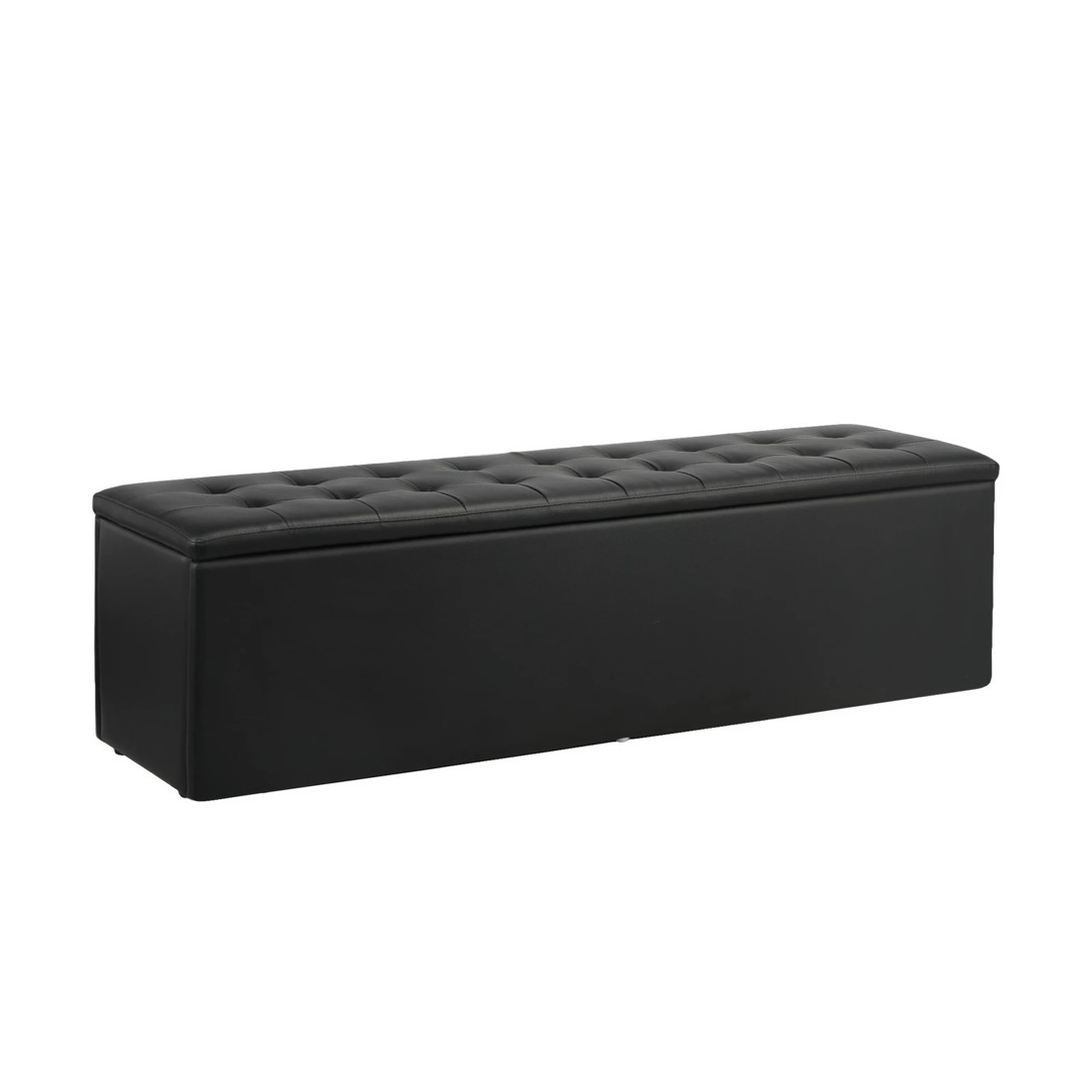6 Oikiture Storage Ottoman Blanket Box Foot Stool Xl Chest Toy Faux Leather
 - Black, 6 of 10