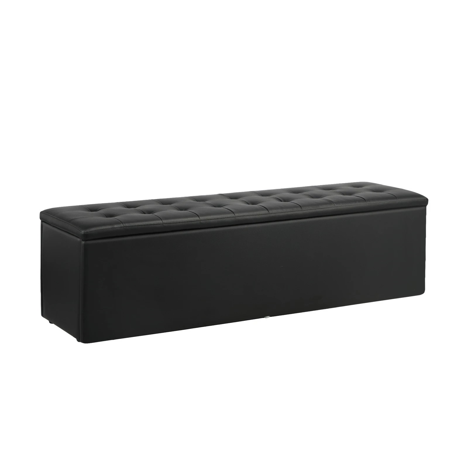 6 Oikiture Storage Ottoman Blanket Box Foot Stool Xl Chest Toy Faux Leather
 - Black, 6 of 10